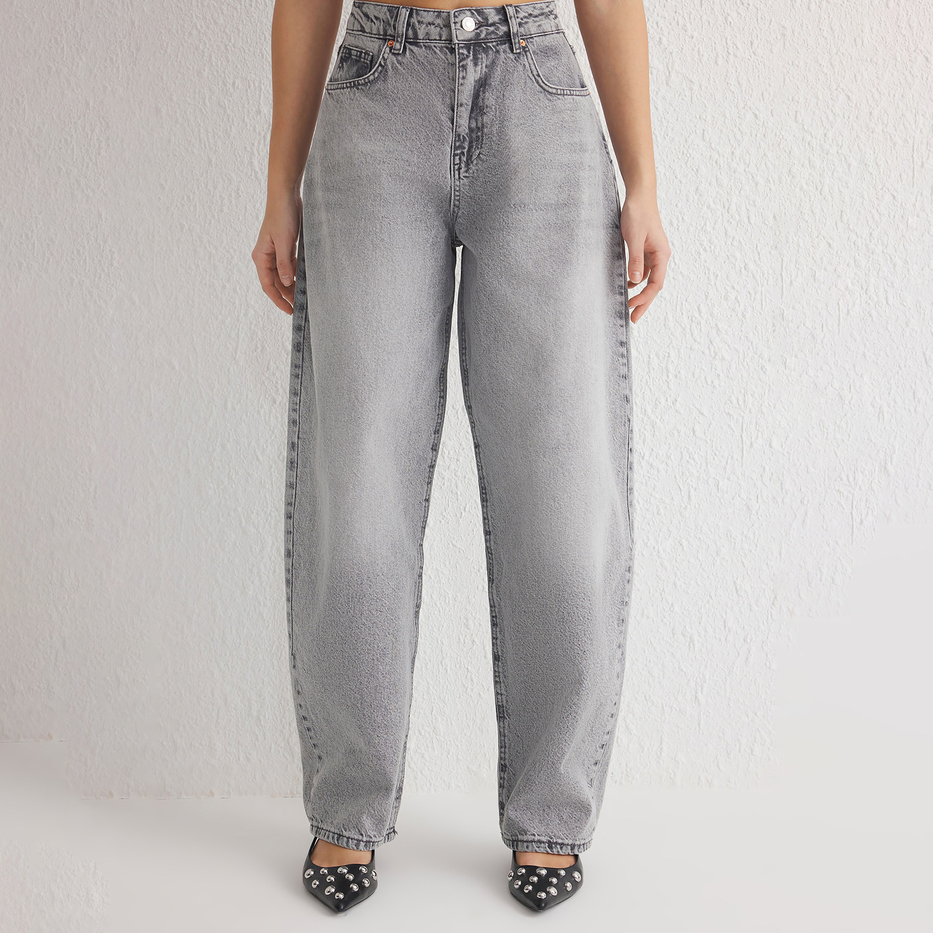 Trendyolmilla Cotton Women's Barrel Leg Jeans-women-clothing-jeans-image-1