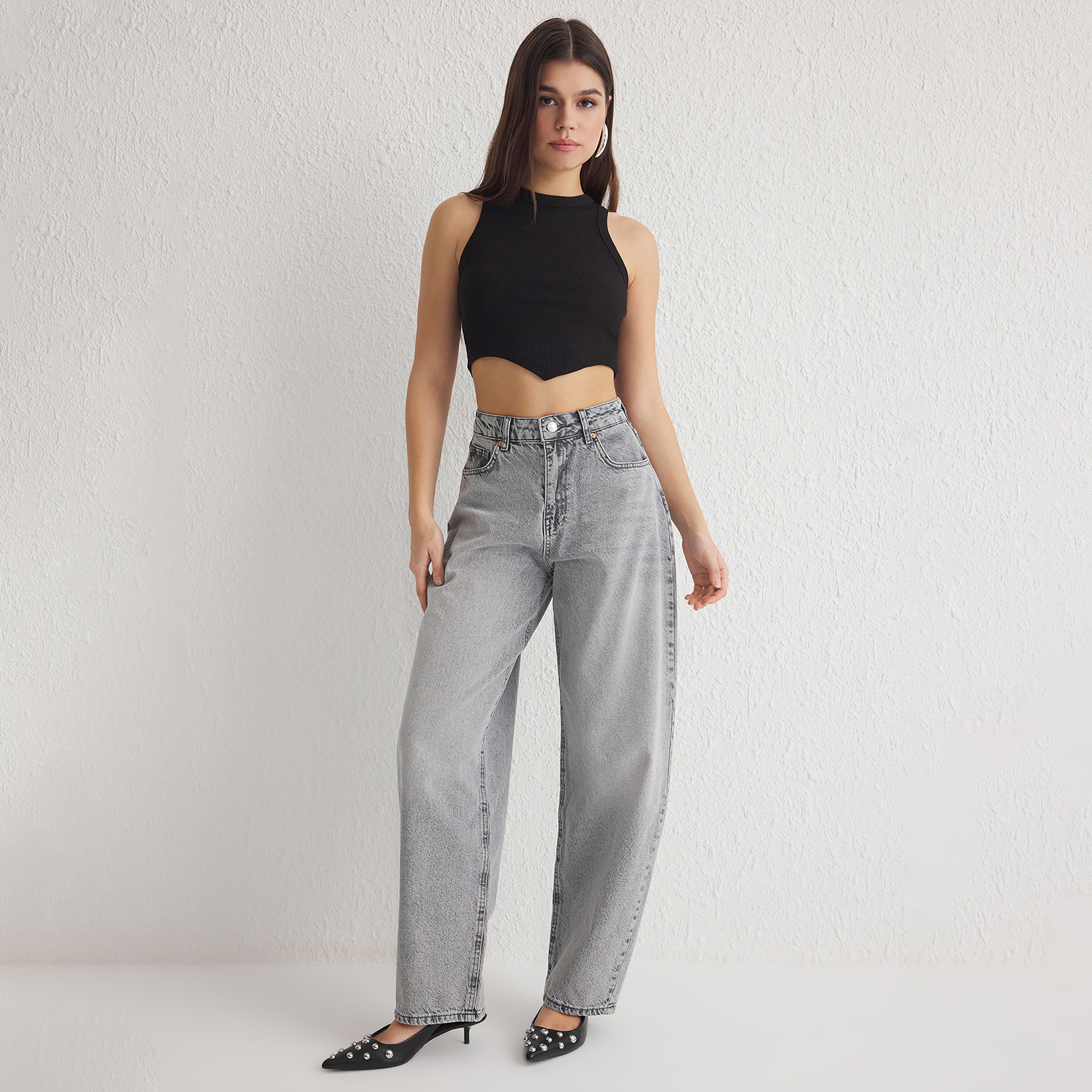 Trendyolmilla Cotton Women's Barrel Leg Jeans-women-clothing-jeans-image-2