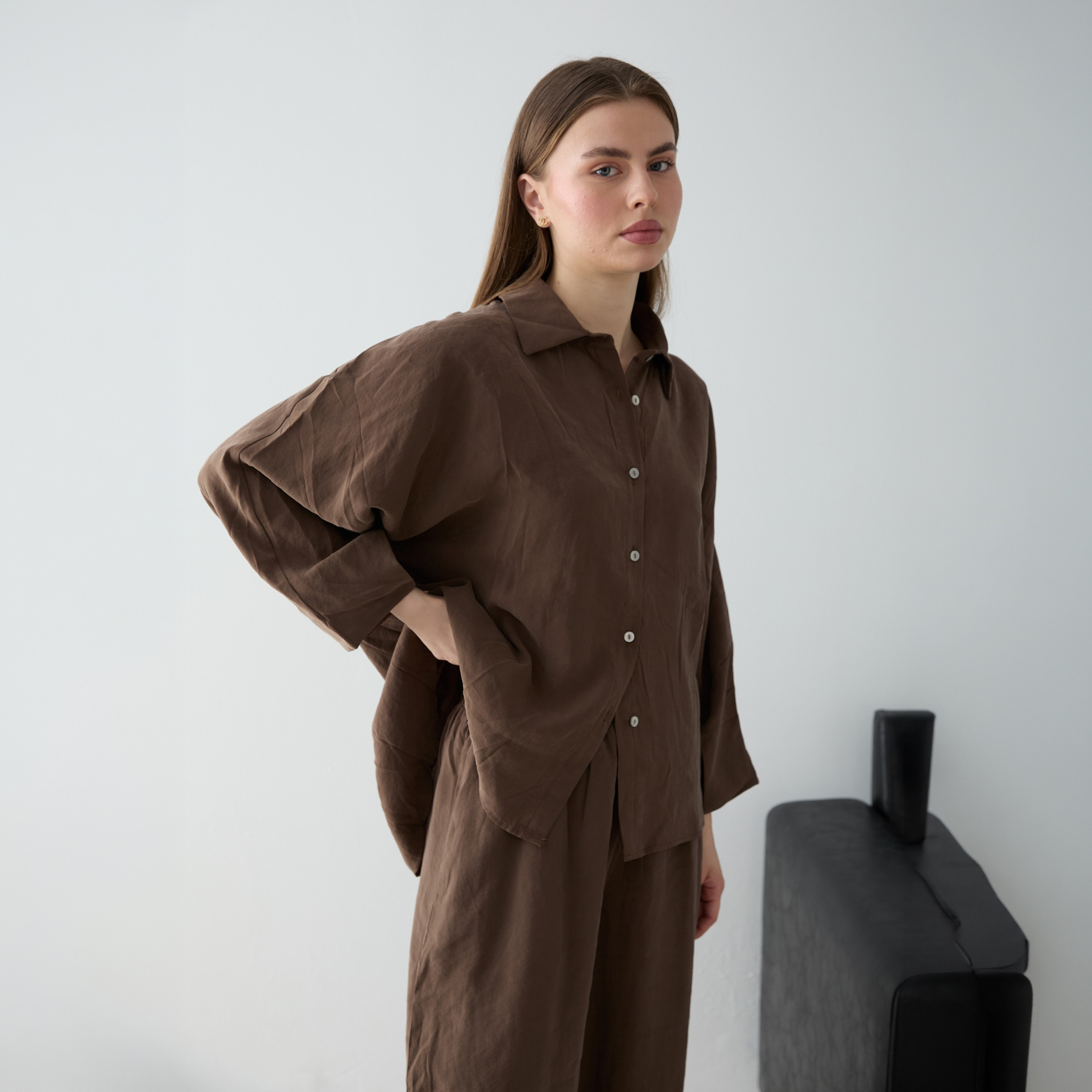 طقم قميص وبنطلون حريمي بياقة من ترينديول ميلا-women-clothing-coordsets-image-5