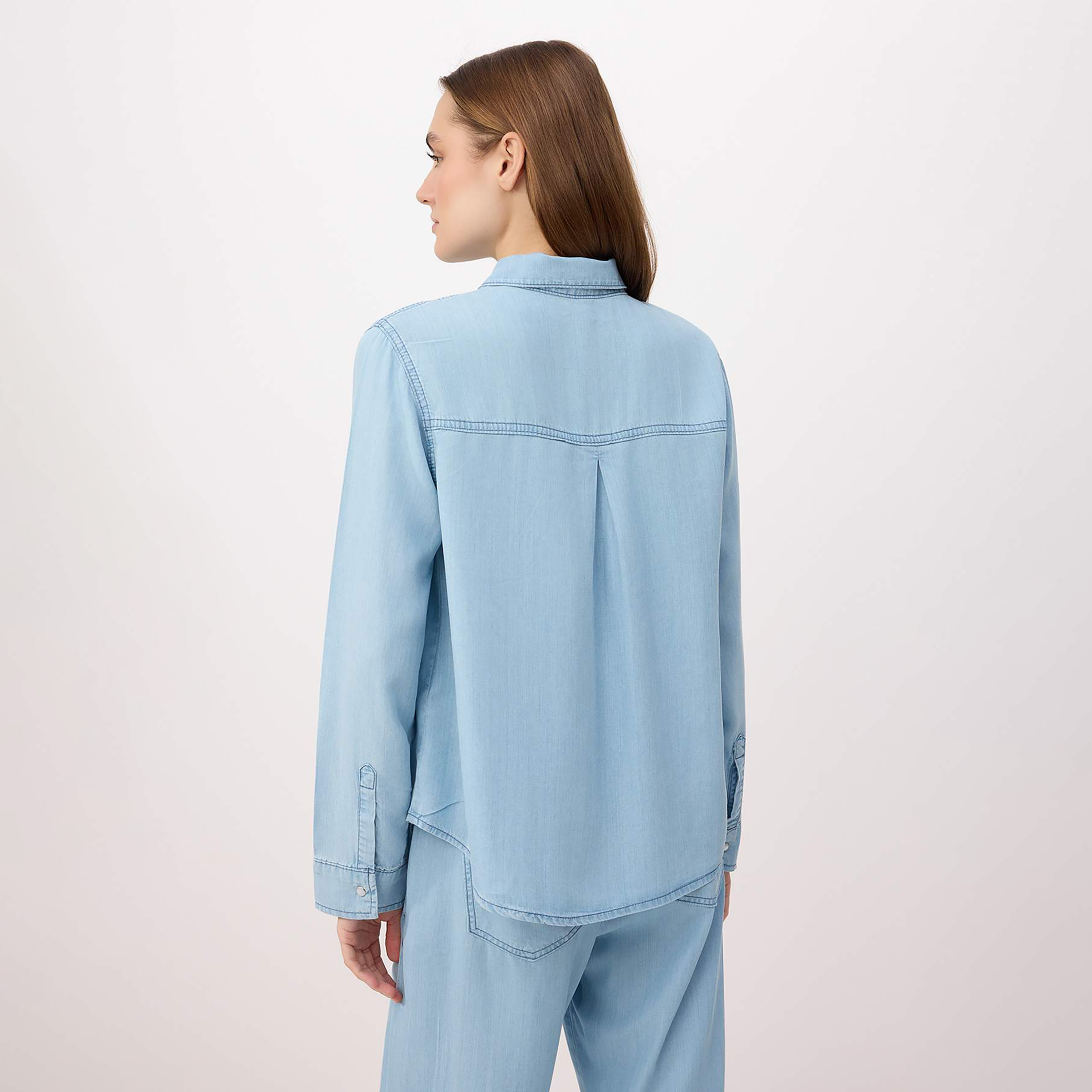 قميص حريمي أزرق بياقة مدببة من ترينديول ميلا-women-clothing-shirtsandblouses-shirts-image-3