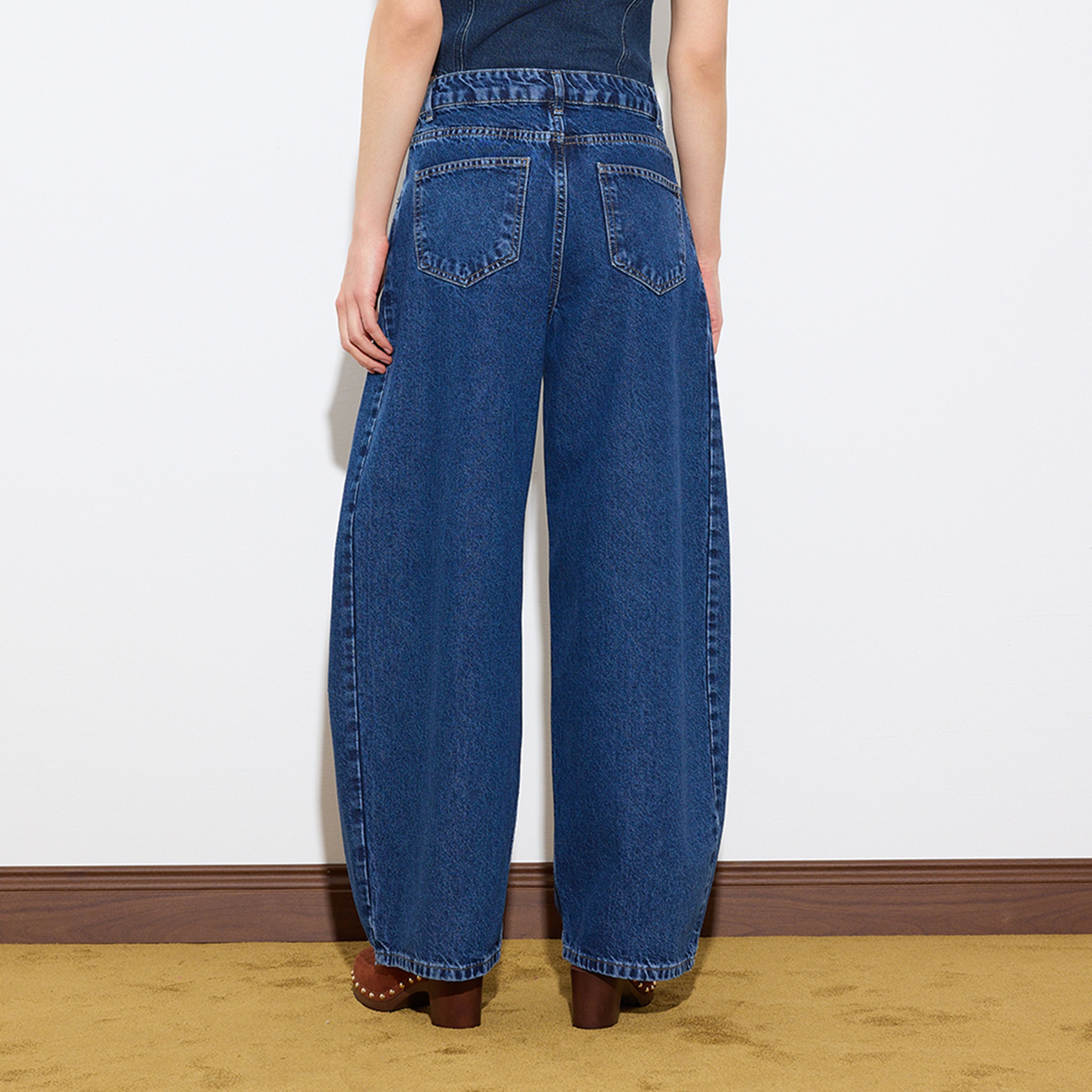 جينز حريمي أزرق قطن بقصة بارل ليغ من ترينديول ميلا-women-clothing-jeans-image-4
