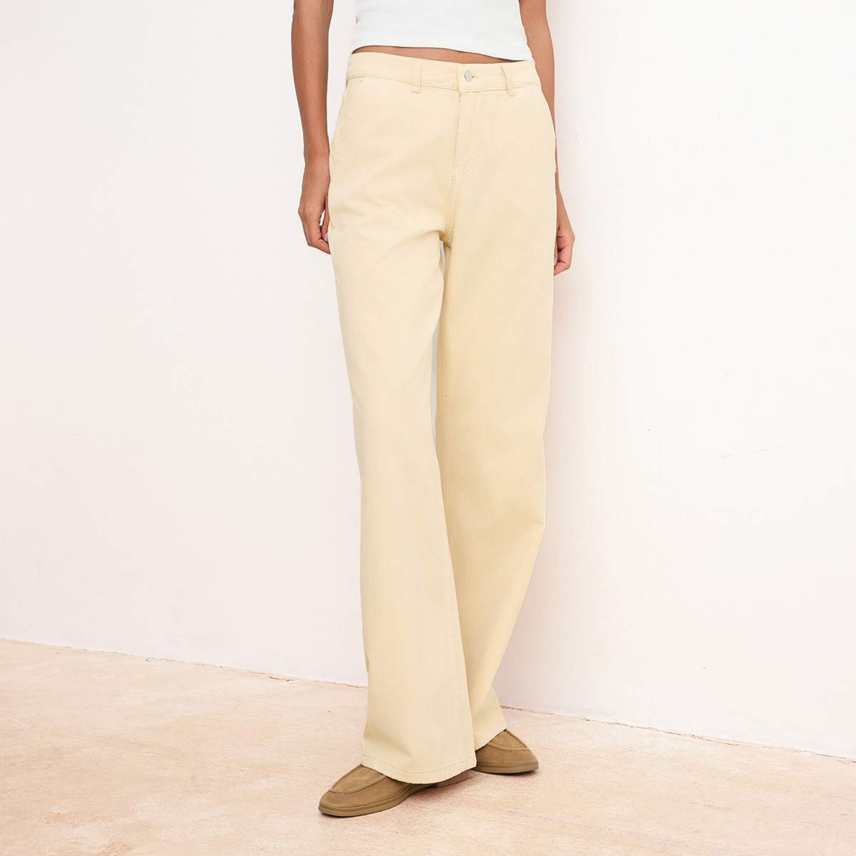 جينز حريمي مستقيم قطن بلون الحجر من ترendyol-women-clothing-jeans-image-1