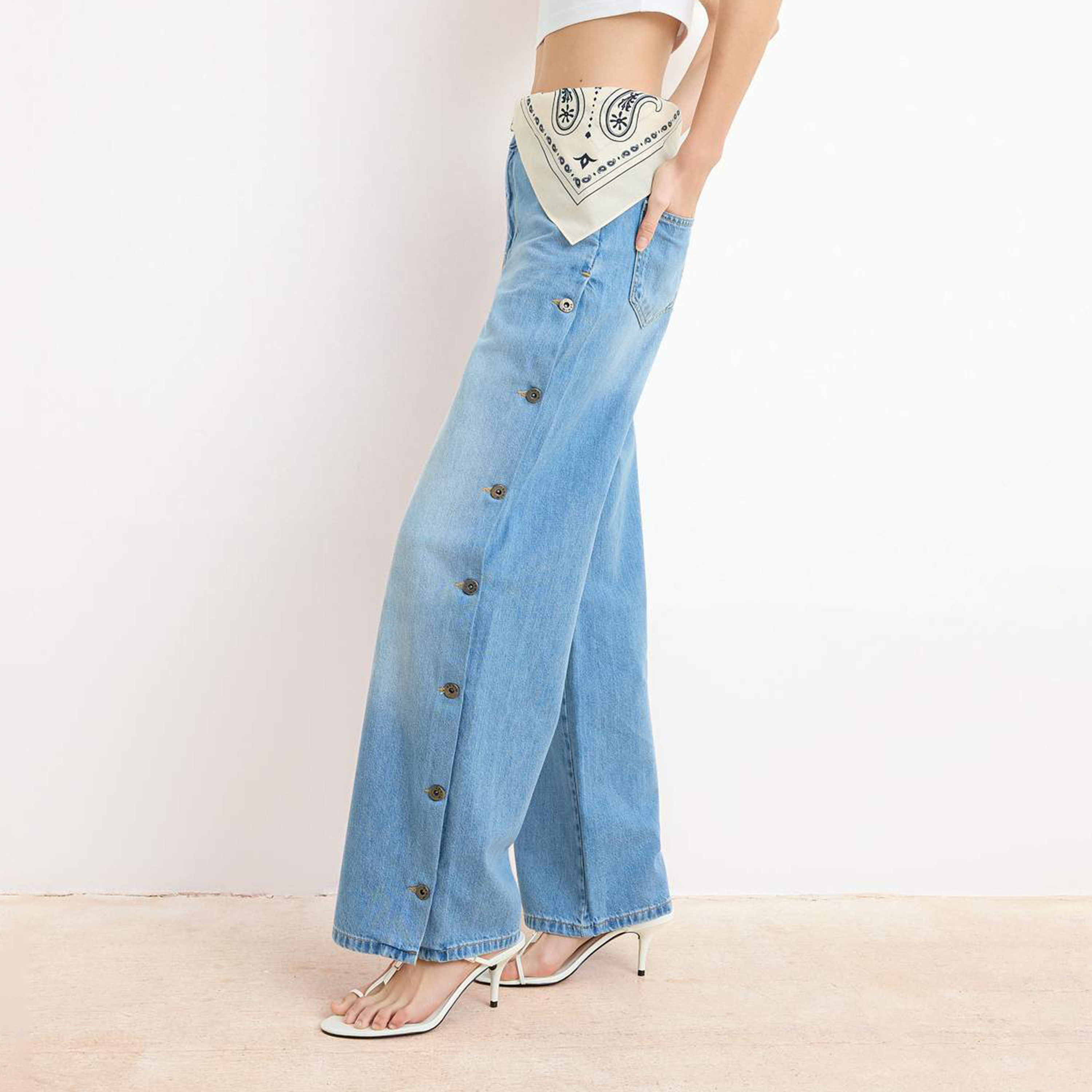 Blue Cotton Wide Leg Women's Jeans-women-clothing-jeans-image-3