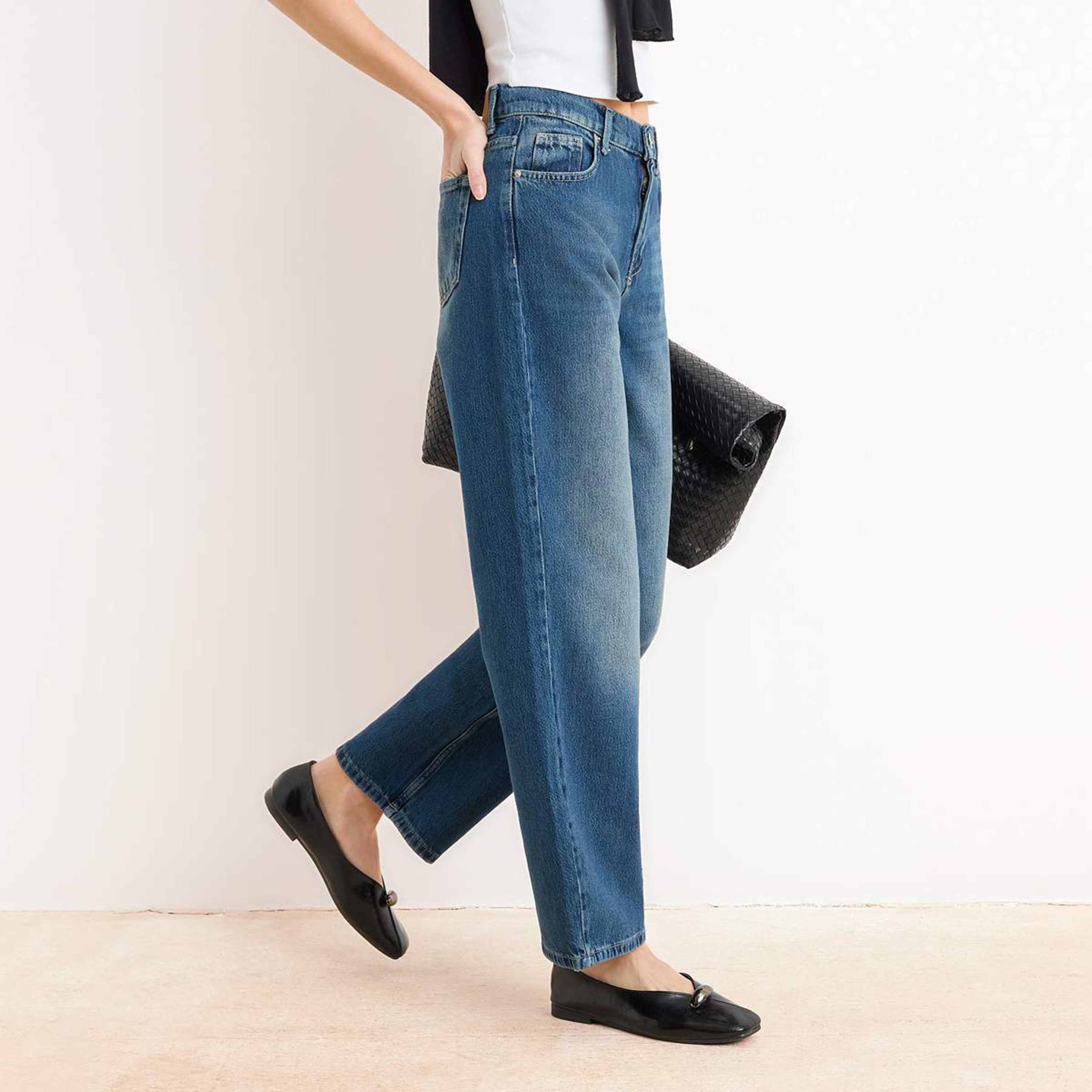 Blue Tencel Wide Leg Women's Jeans-women-clothing-jeans-image-4