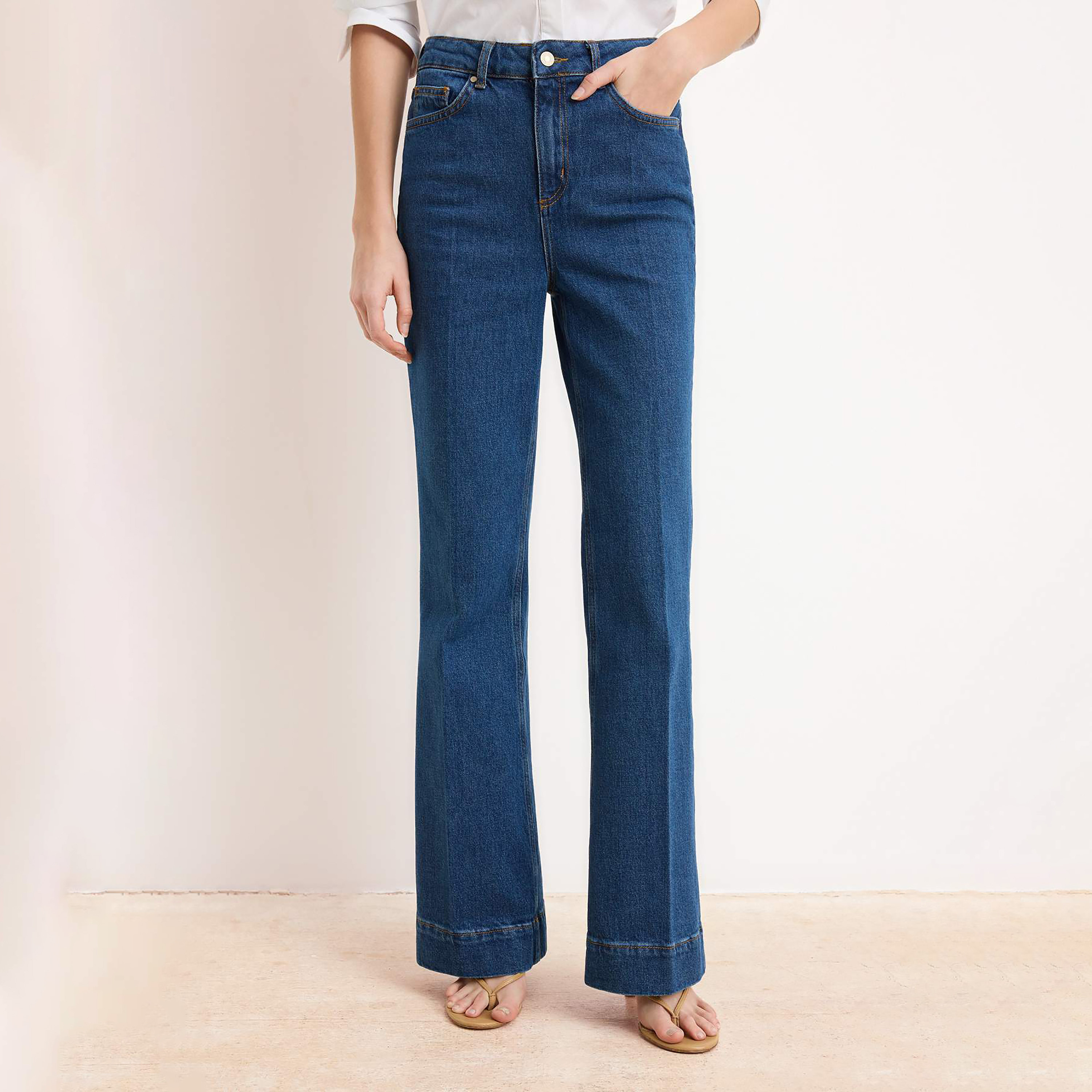 Blue Wide Leg Women's Jeans-women-clothing-jeans-image-1