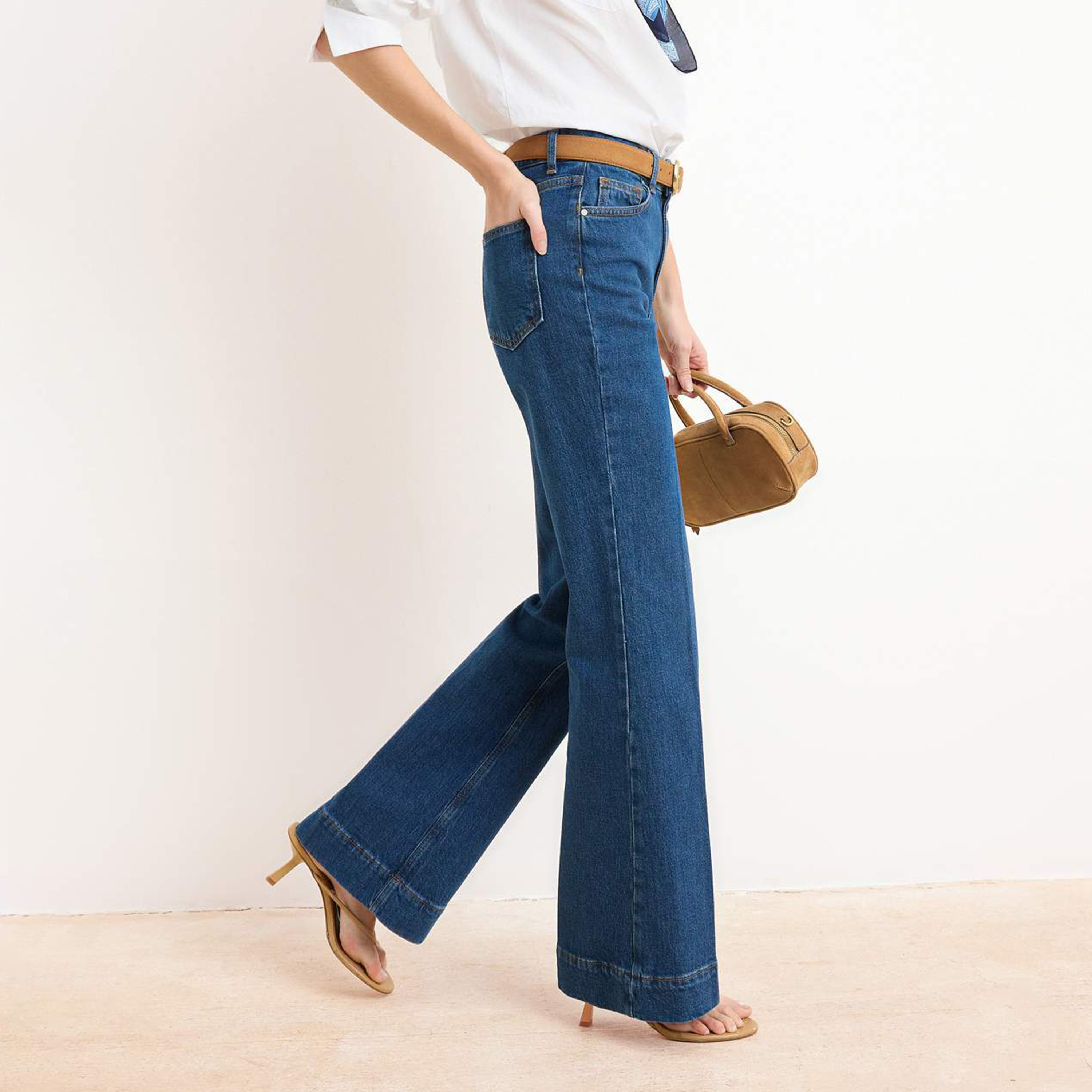 Blue Wide Leg Women's Jeans-women-clothing-jeans-image-3