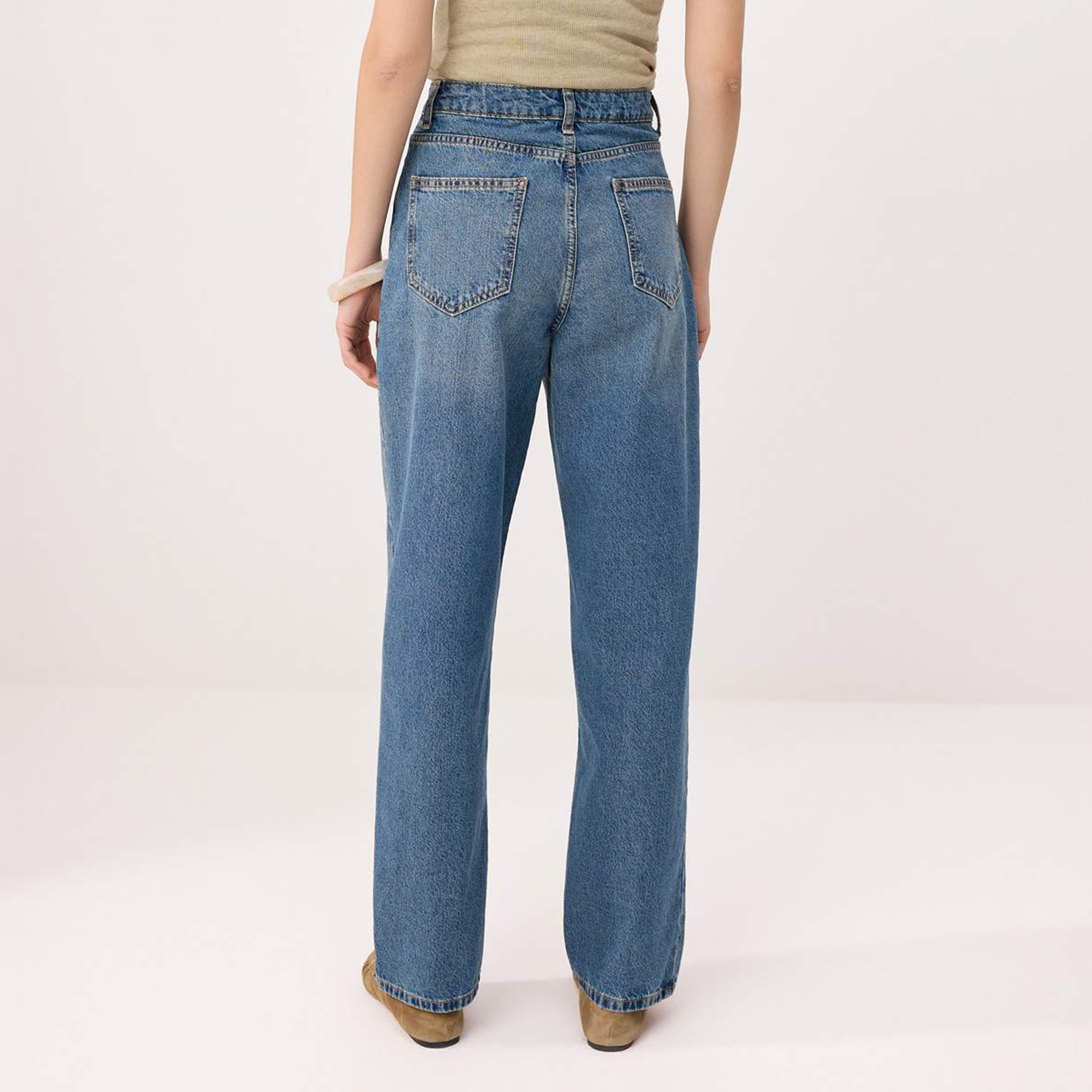 Trendyolmilla Blue Cotton Women's Straight Leg Jeans-women-clothing-jeans-image-4