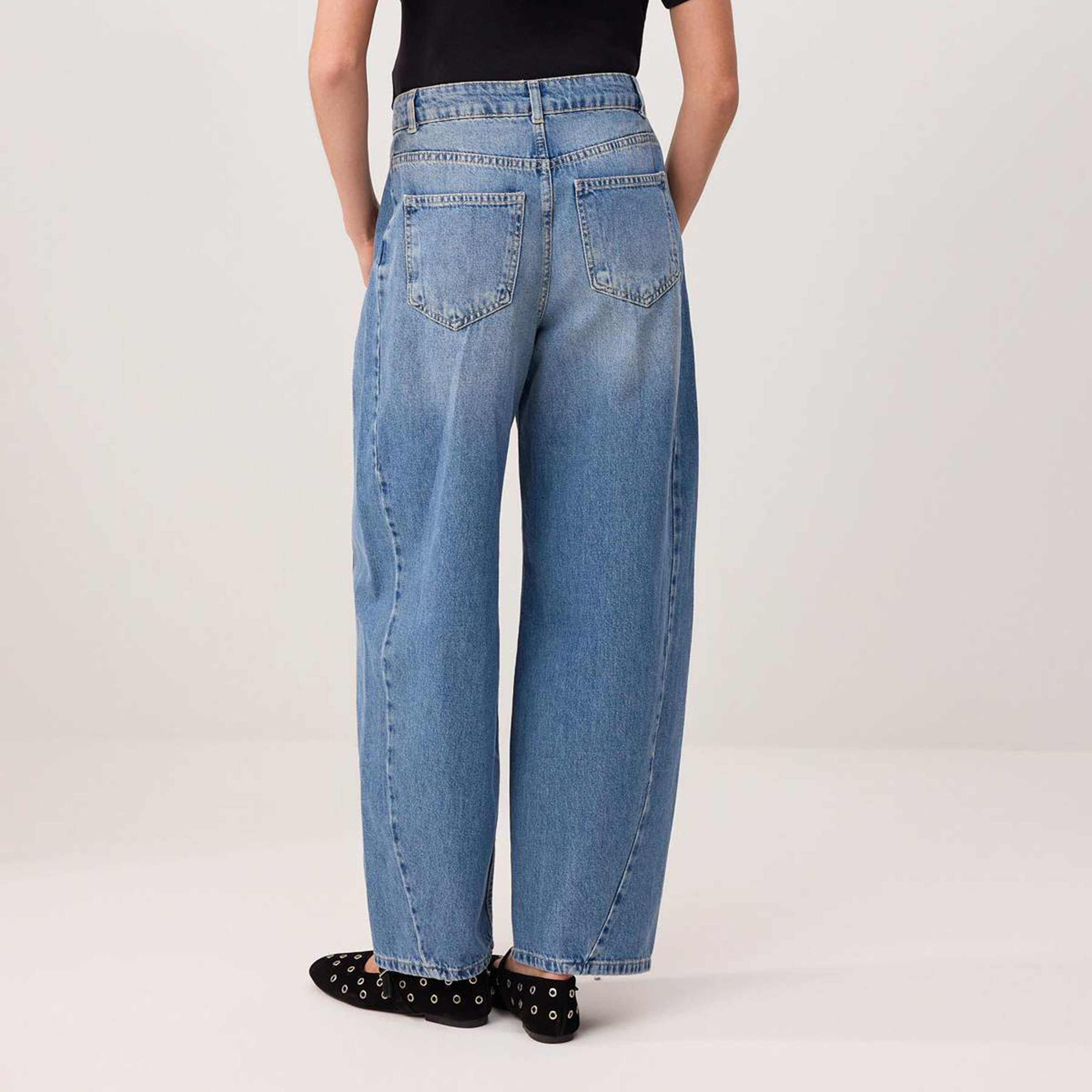 Trendyolmilla Blue Cotton Women's Barrel Leg Jeans-women-clothing-jeans-image-4