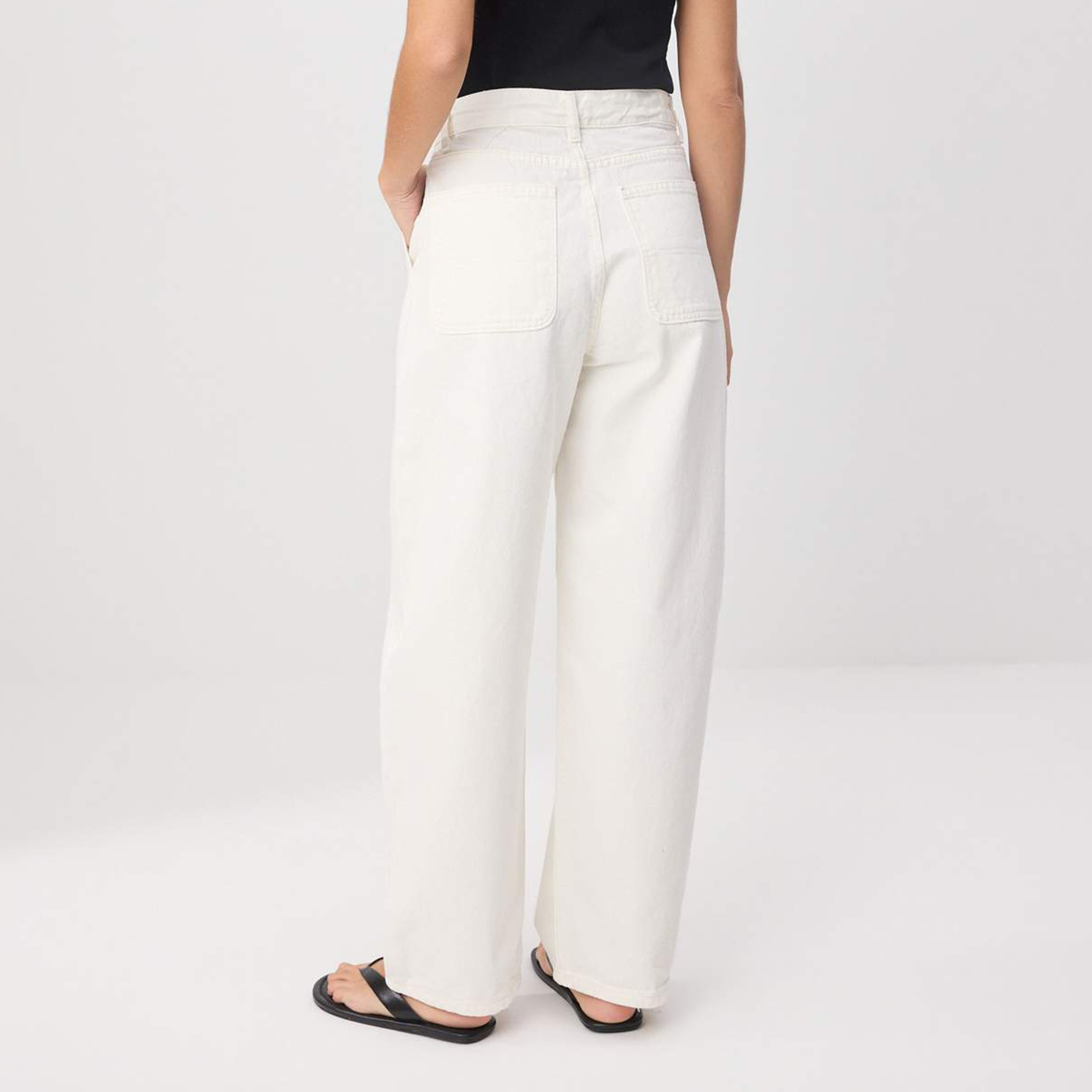 Trendyolmilla White Cotton Women's Straight Jeans-women-clothing-jeans-image-4