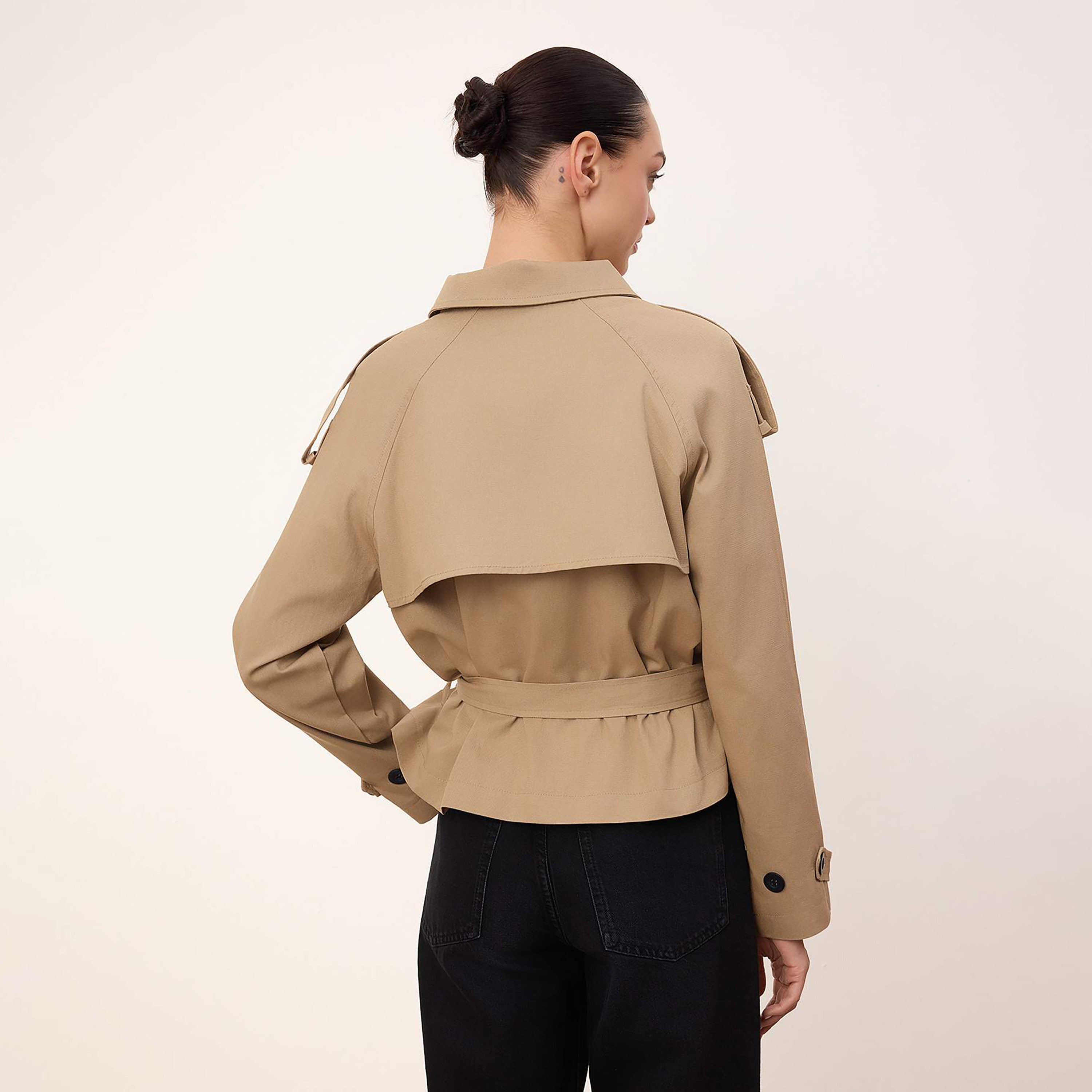Trendyolmilla Cotton Funnel Neck Raglan Sleeves Women's Trench Jacket-women-winterwear-coatsandjackets-coats-image-4