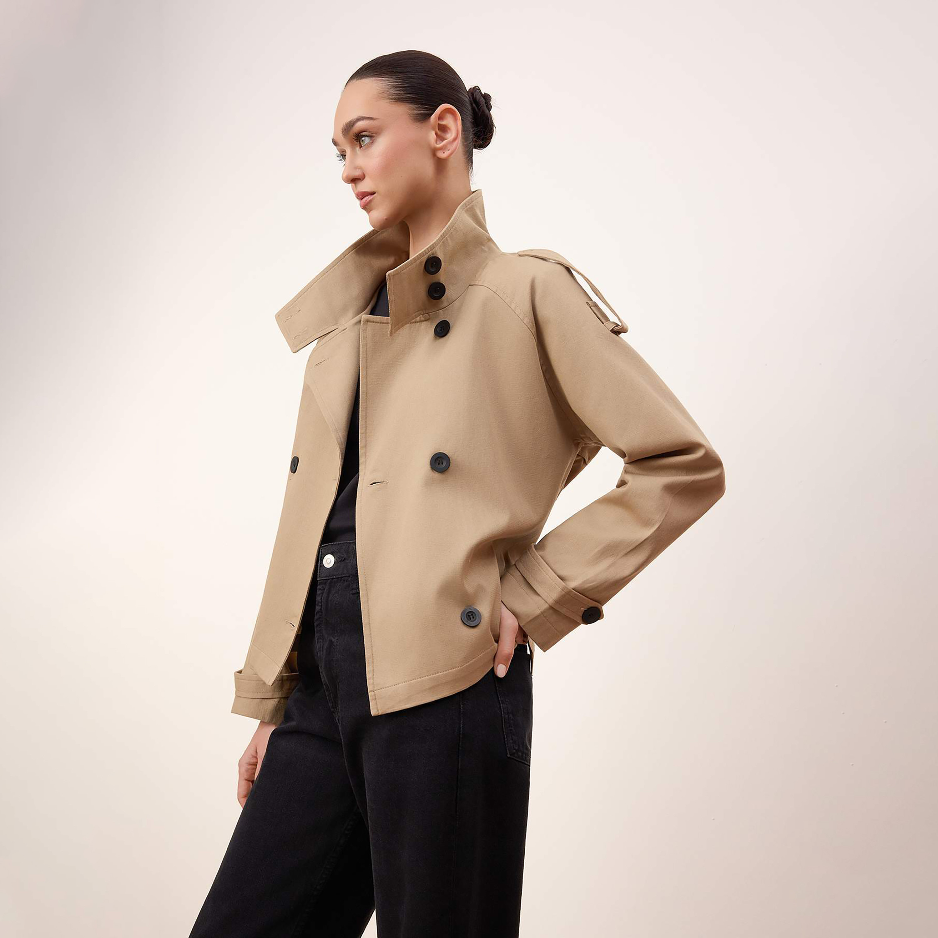 Trendyolmilla Cotton Funnel Neck Raglan Sleeves Women's Trench Jacket-women-winterwear-coatsandjackets-coats-image-6