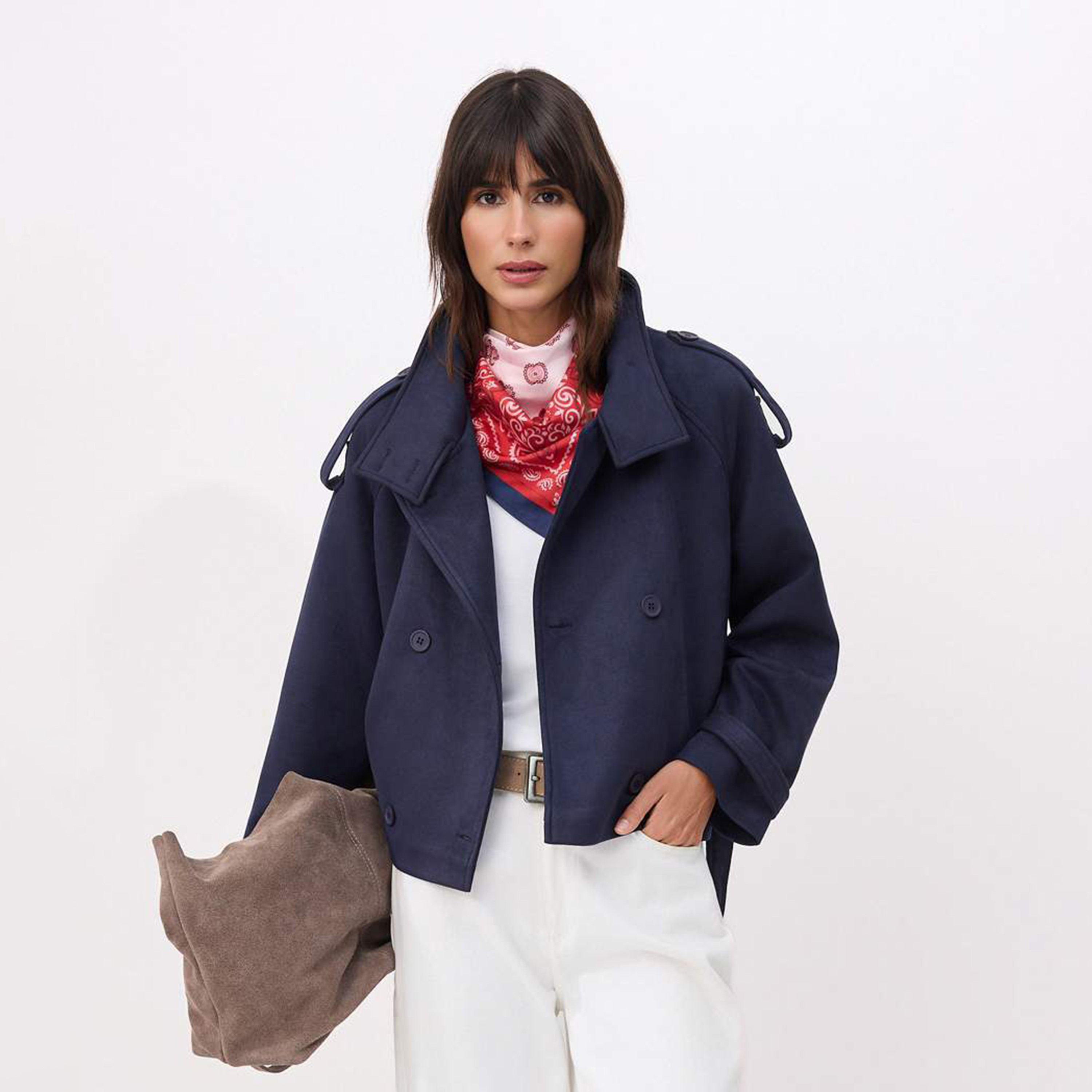 جاكيت ترنش حريمي بياقة قمعية وأكمام رجلان من ترينديول ميلا-women-winterwear-coatsandjackets-coats-image-1