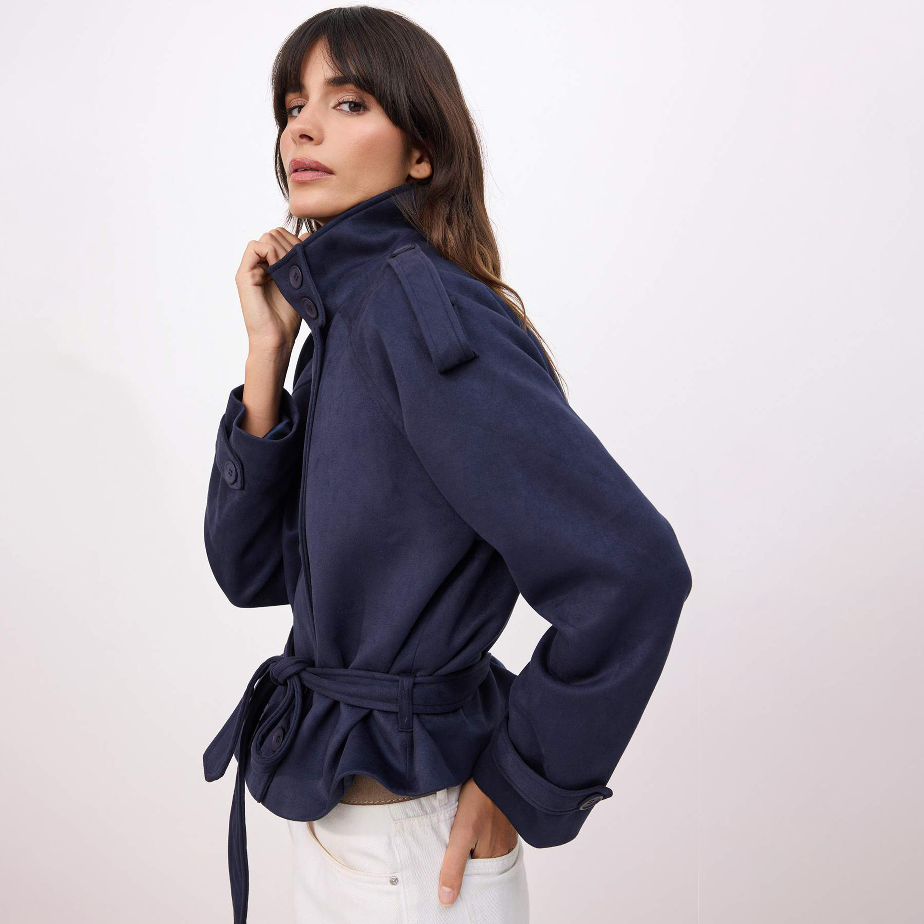 جاكيت ترنش حريمي بياقة قمعية وأكمام رجلان من ترينديول ميلا-women-winterwear-coatsandjackets-coats-image-4