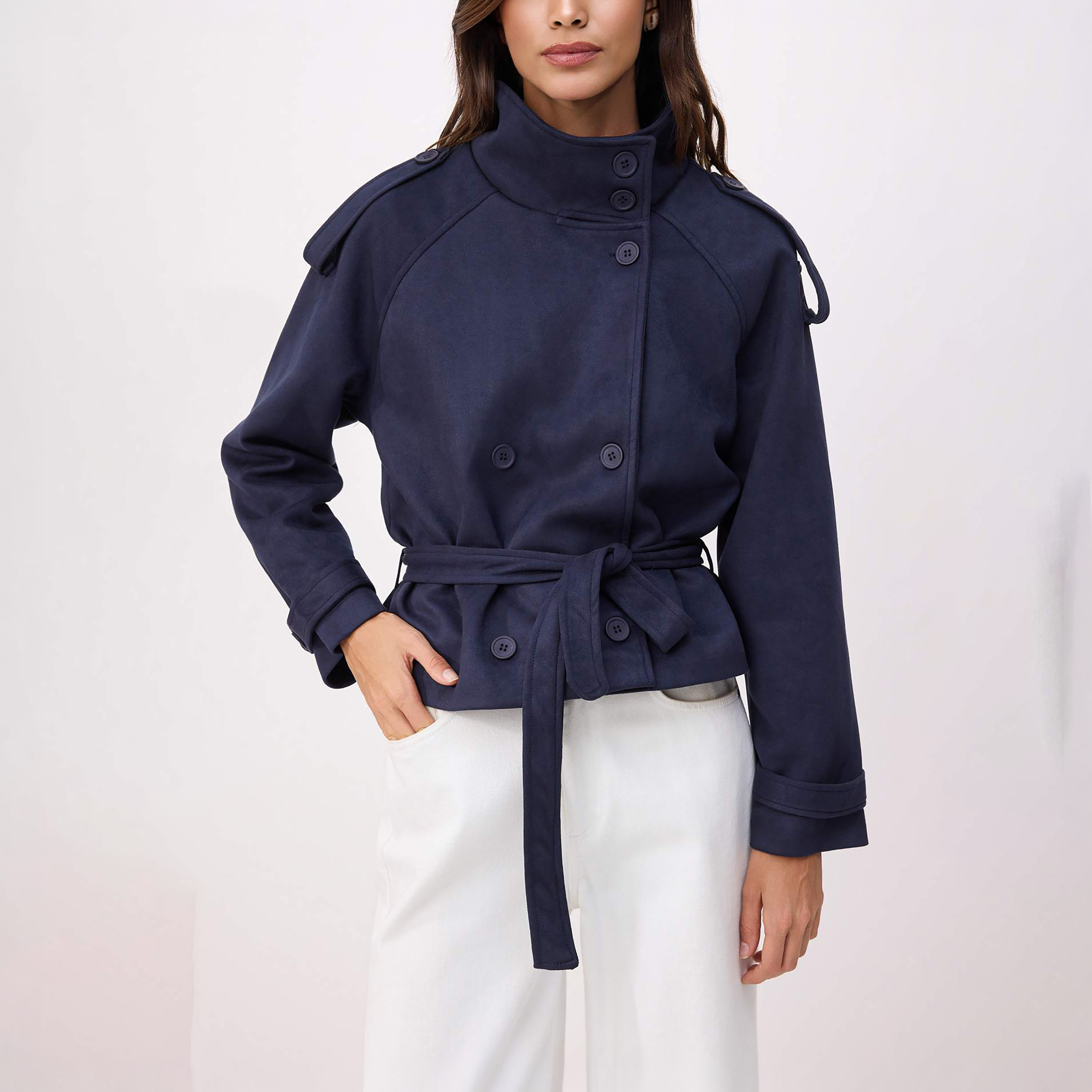 جاكيت ترنش حريمي بياقة قمعية وأكمام رجلان من ترينديول ميلا-women-winterwear-coatsandjackets-coats-image-5