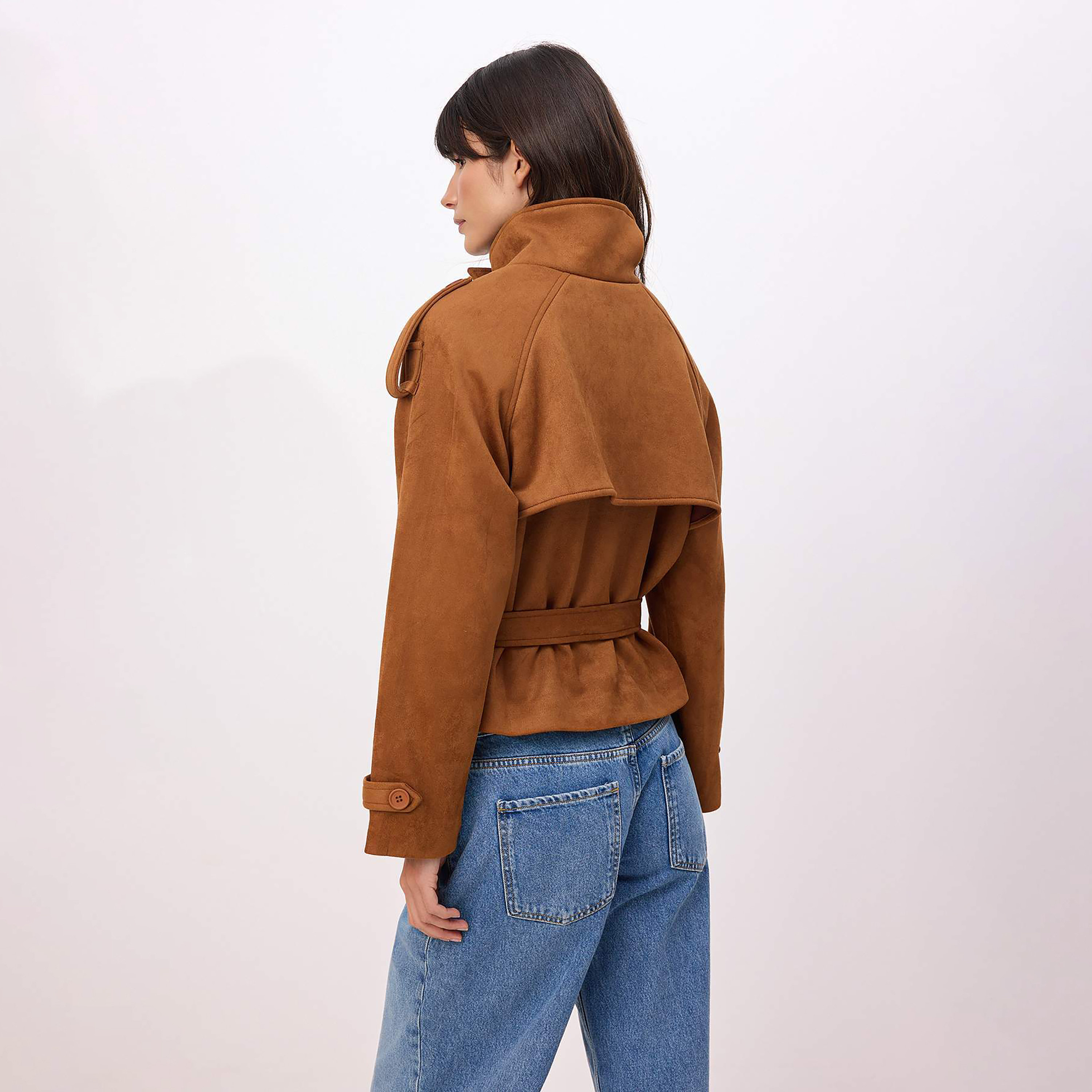 جاكيت ترنش حريمي بياقة قمعية وأكمام رجلان من ترينديول ميلا-women-winterwear-coatsandjackets-coats-image-3