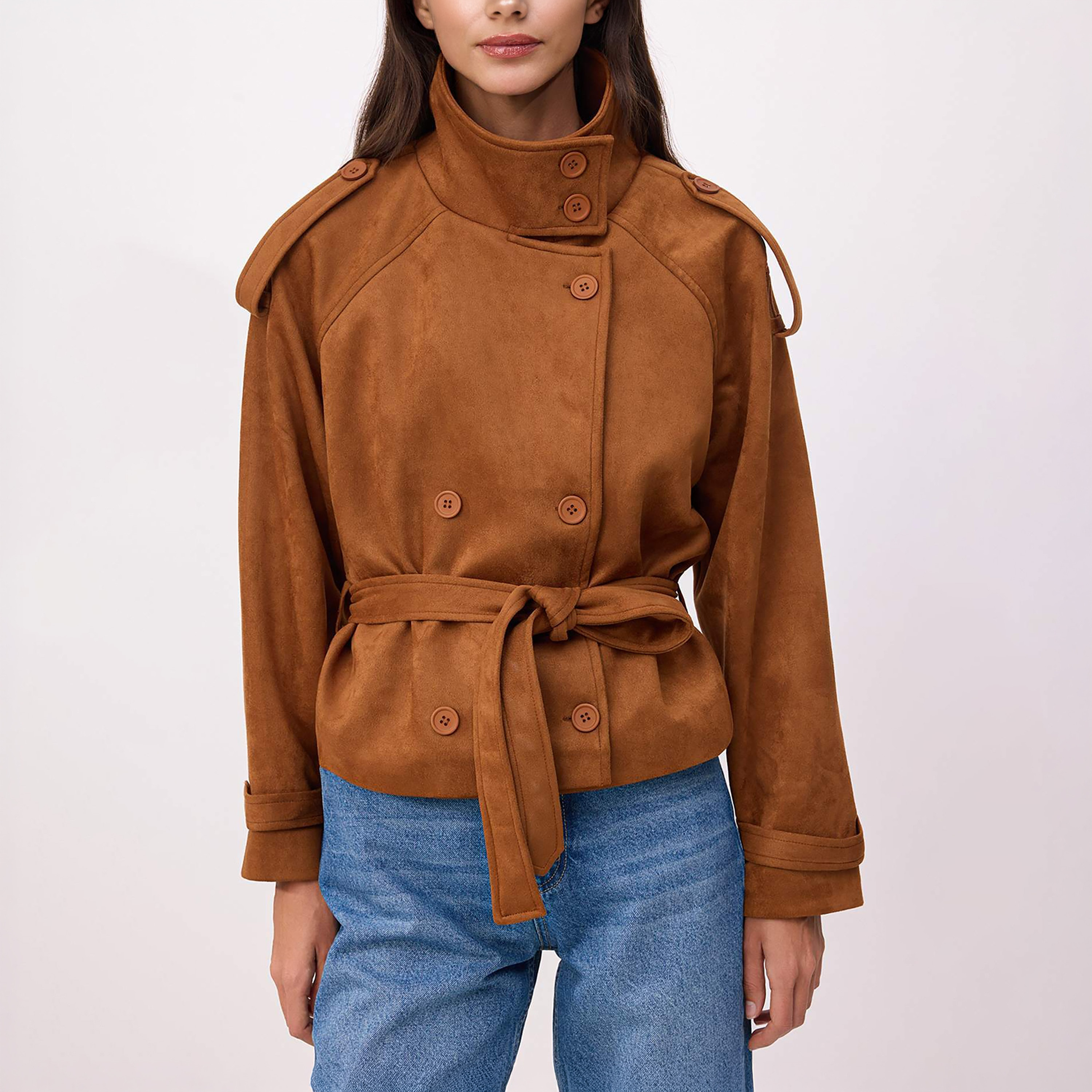 جاكيت ترنش حريمي بياقة قمعية وأكمام رجلان من ترينديول ميلا-women-winterwear-coatsandjackets-coats-image-4