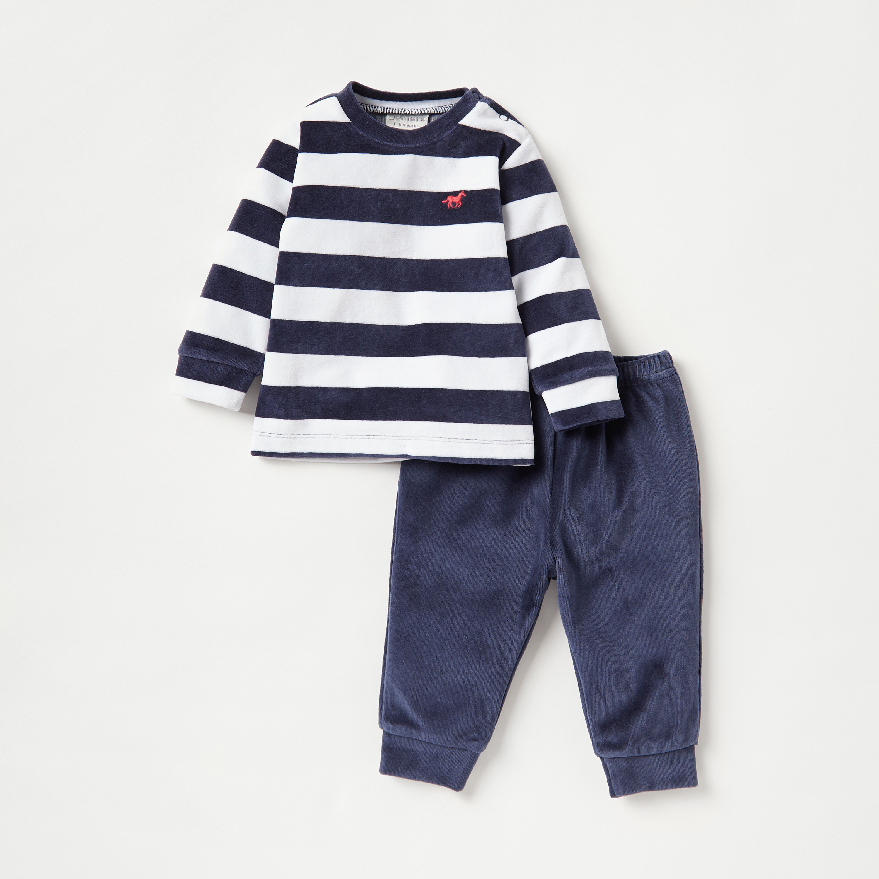 Juniors Striped Long Sleeves T-shirt and Pyjama Set-baby-boys-clothing-nightwear-pyjamasets-image-1