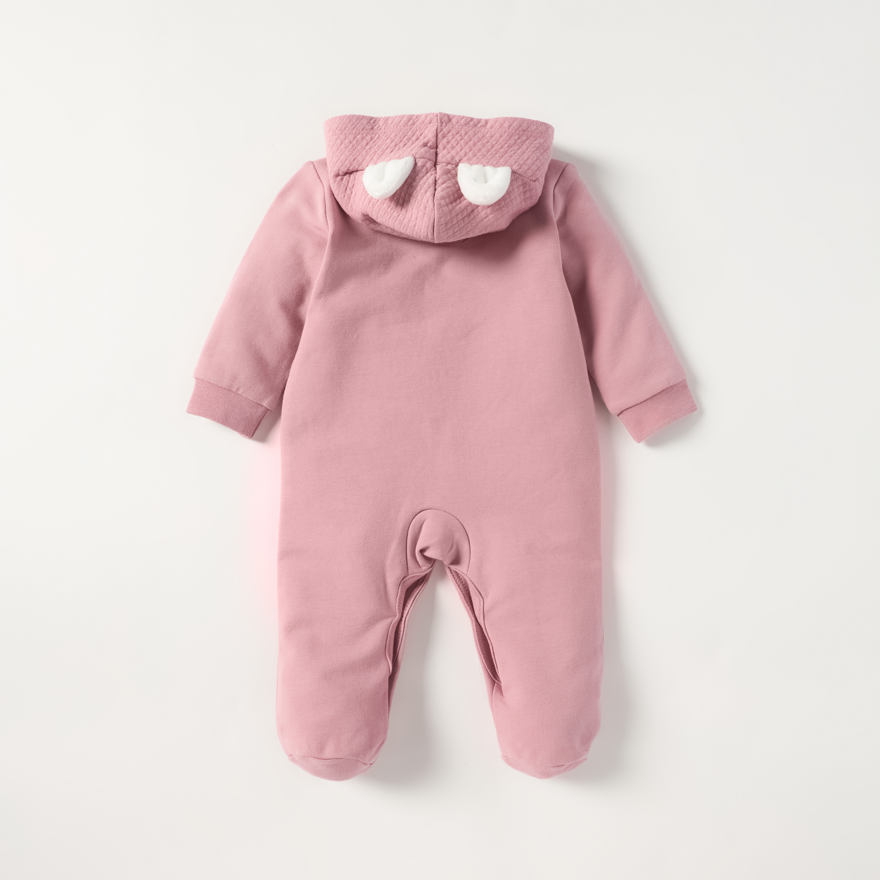 Juniors Ear Applique Hooded Closed Feet Sleepsuit with Button Closure-baby-girls-clothing-nightwear-sleepsuits-image-2