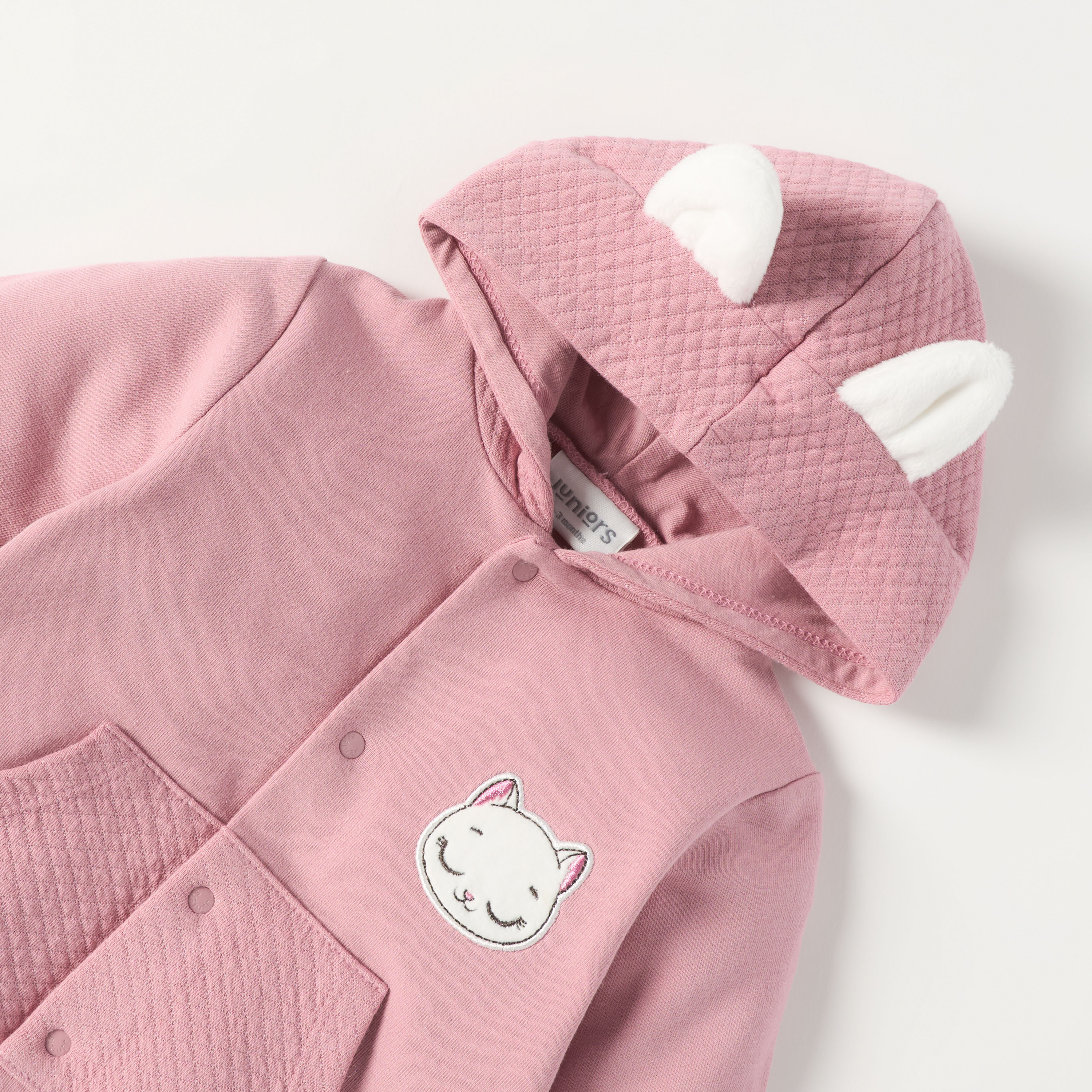Juniors Ear Applique Hooded Closed Feet Sleepsuit with Button Closure-baby-girls-clothing-nightwear-sleepsuits-image-3
