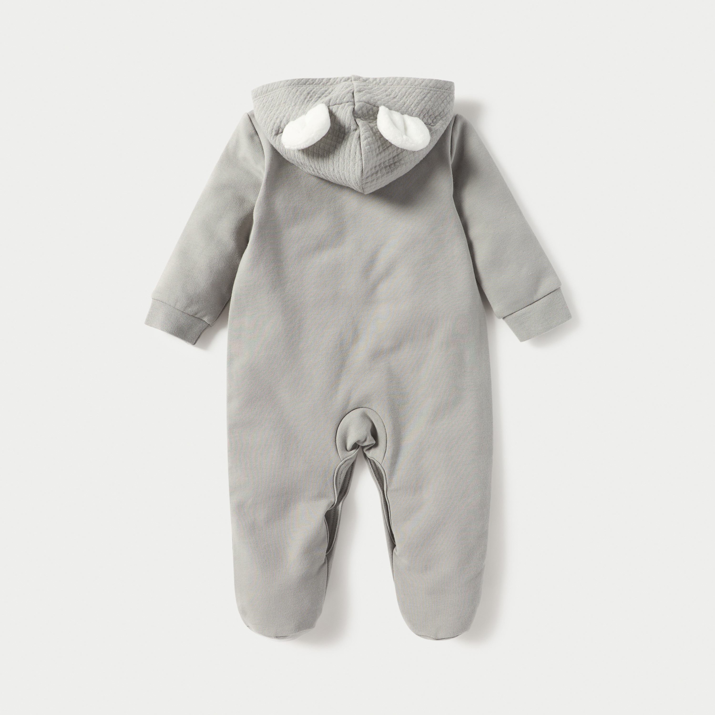 Juniors Ear Applique Hooded Closed Feet Sleepsuit with Button Closure-baby-boys-clothing-winterwear-sleepsuits-image-2