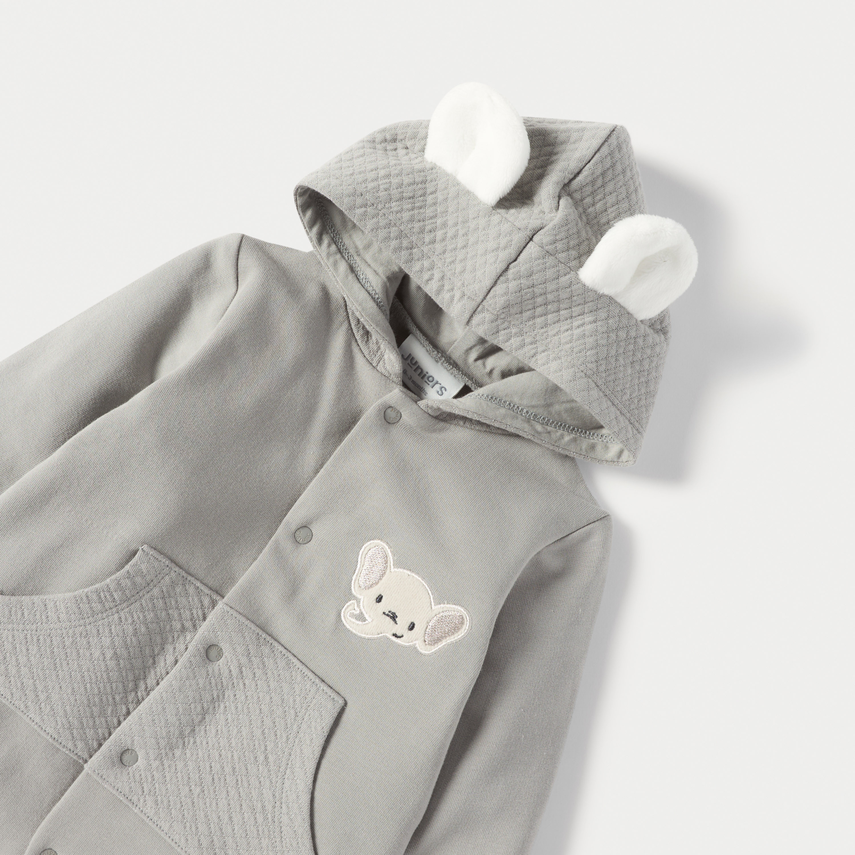 Juniors Ear Applique Hooded Closed Feet Sleepsuit with Button Closure-baby-boys-clothing-winterwear-sleepsuits-image-3