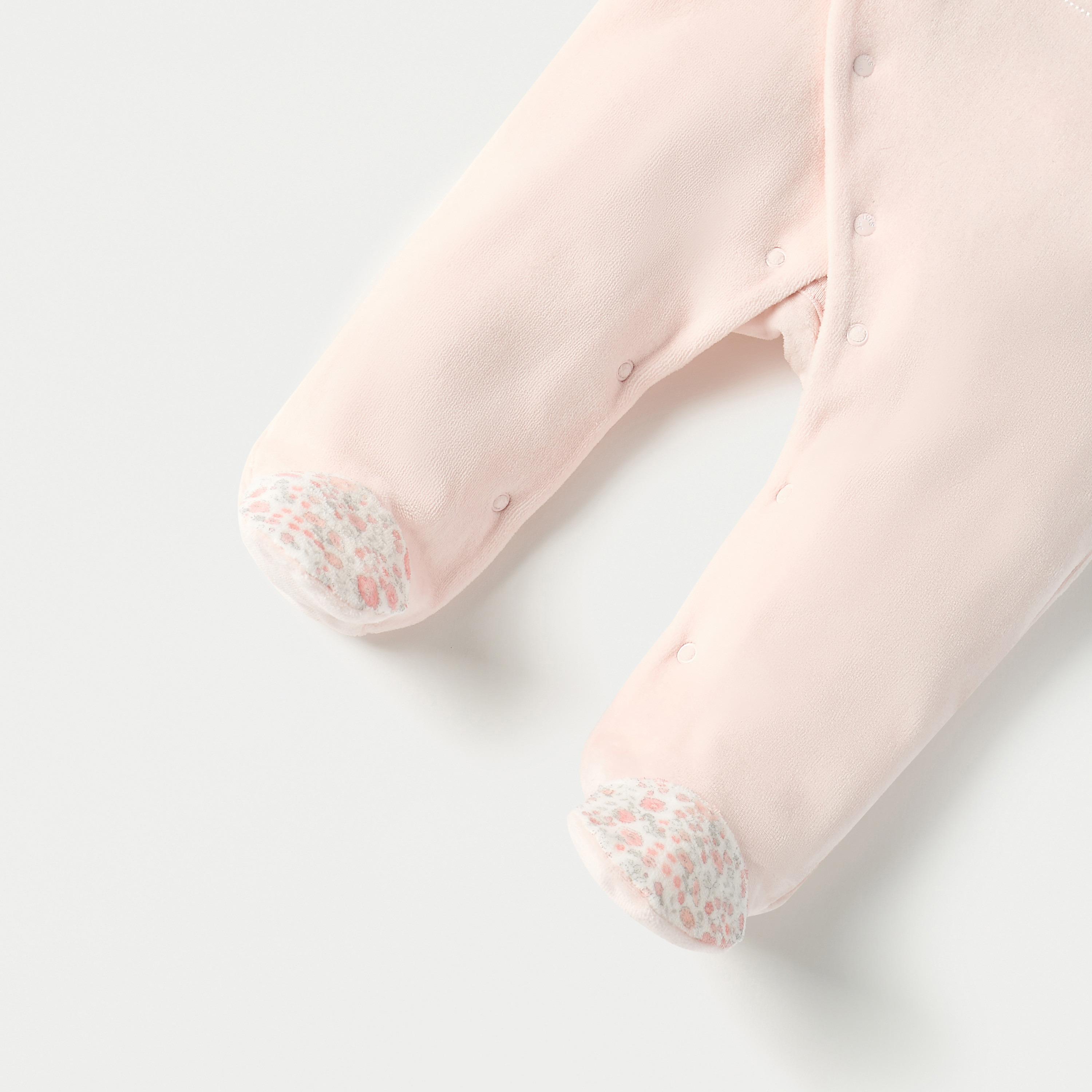 Juniors Printed Velour Closed Feet Sleepsuit with Cap-baby-girls-clothing-nightwear-sleepsuits-image-5