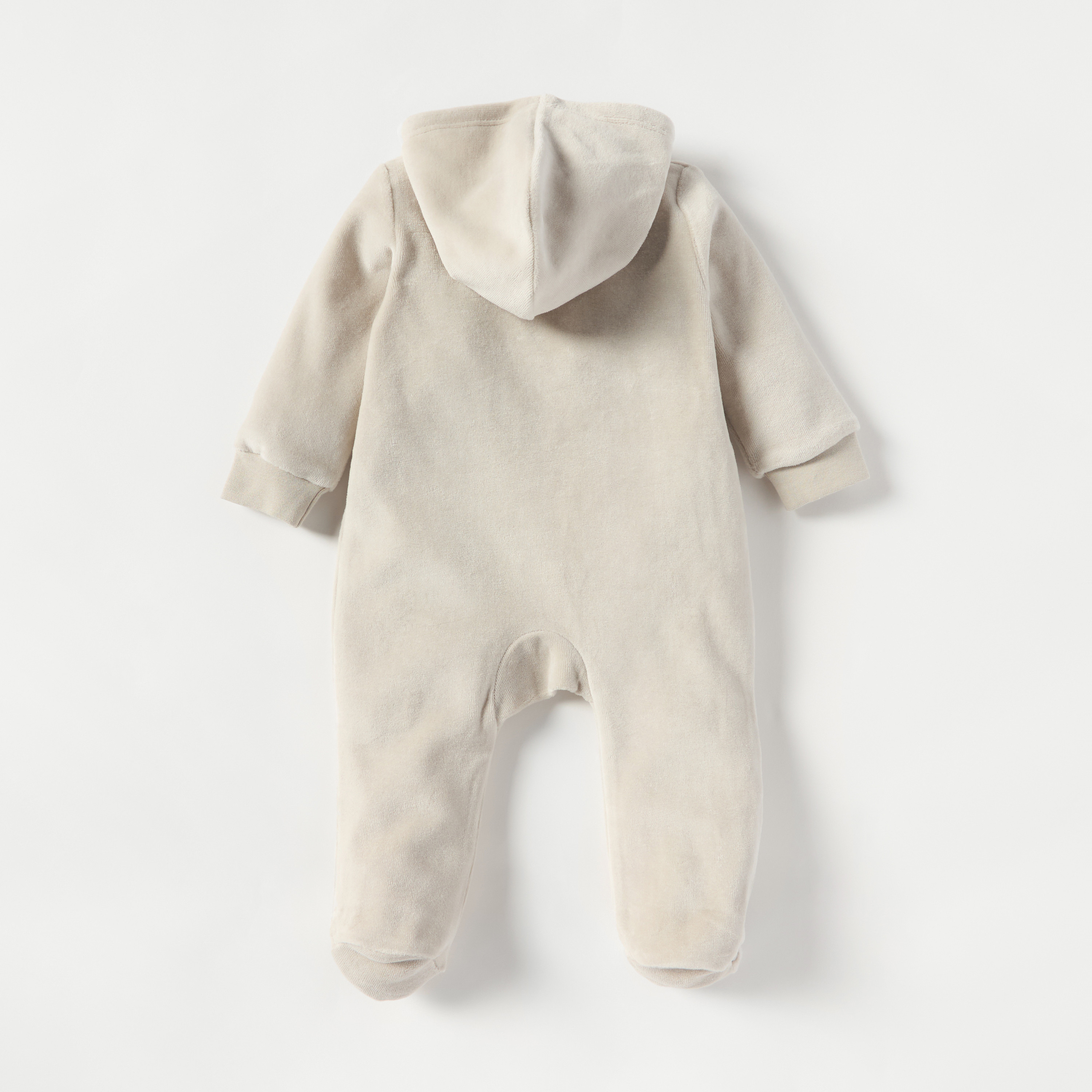 بدلة نوم قطيفة مغلقة القدمين بقبعة وأزرار إغلاق وزخارف خروف من جونيورز-baby-girls-clothing-nightwear-sleepsuits-image-2