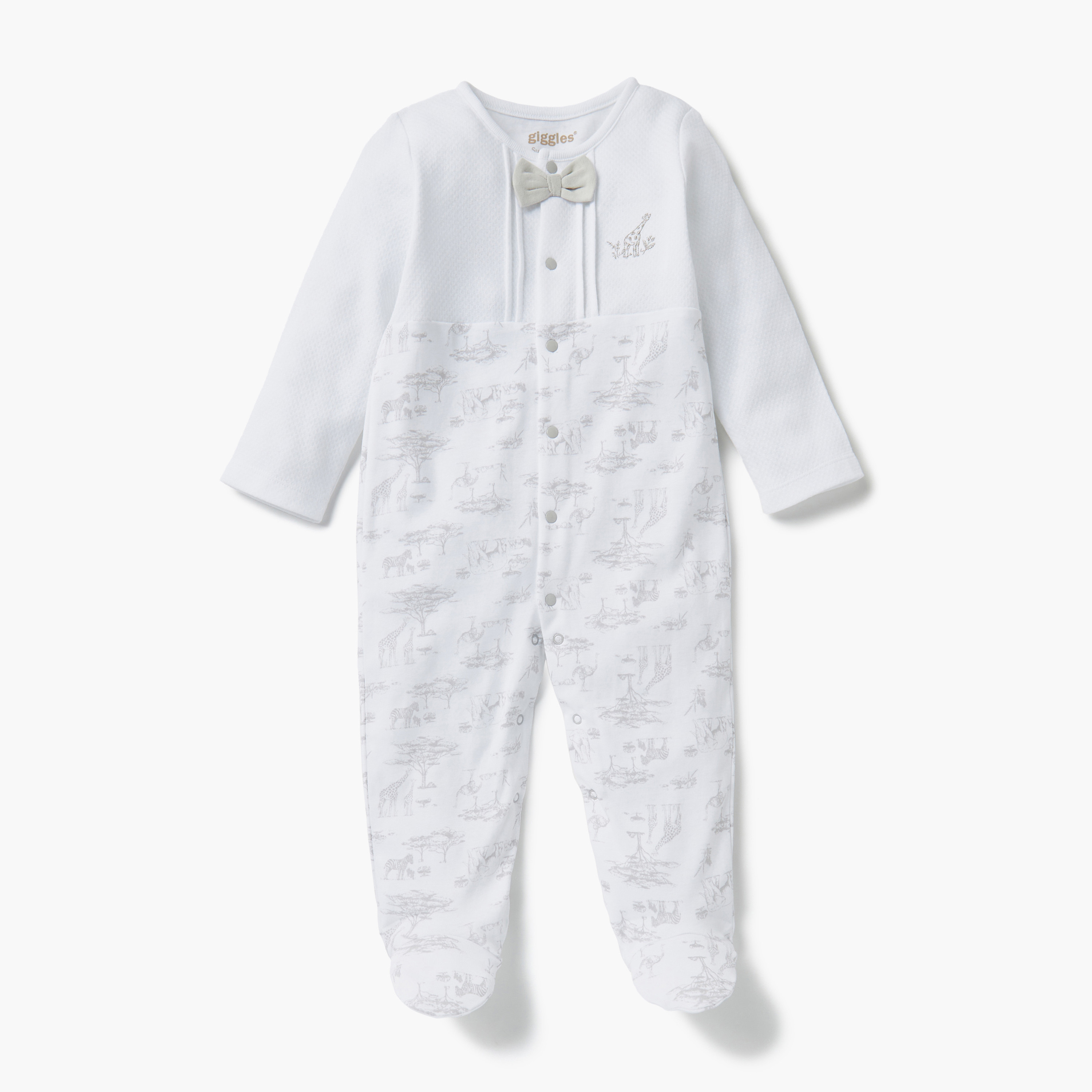 Giggles Animal Print Closed Feet Sleepsuit with Button Closure-baby-boys-clothing-nightwear-sleepsuits-image-1