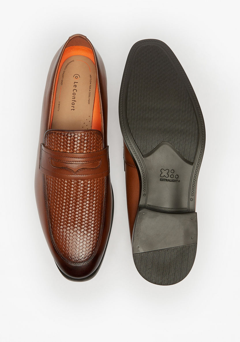 Le Confort Textured Slip-On Penny Loafers-Loafers-image-3