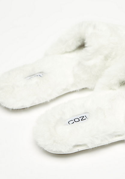 Pearl Embellished Bedroom Slippers with Faux Fur Detail-Women%27s Bedroom Slippers-image-2