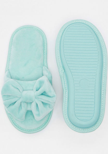 Bow Accented Open Toe Slip-On Bedroom Slippers-Girl%27s Bedroom Slippers-image-5