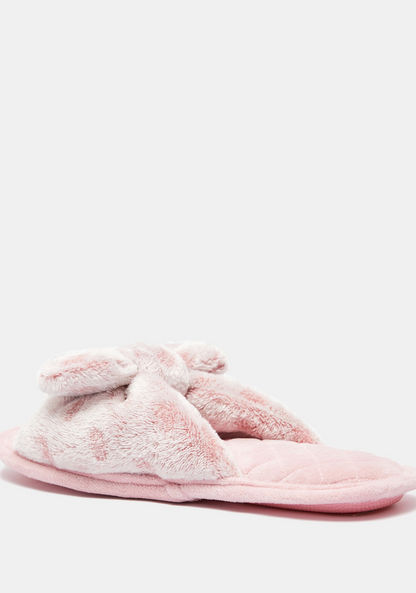 Bow Accented Open Toe Bedroom Slippers