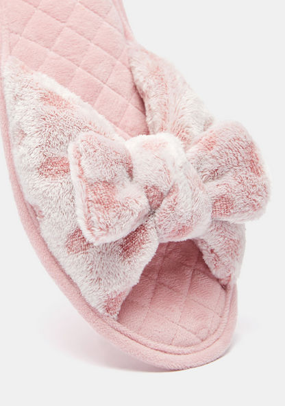 Bow Accented Open Toe Bedroom Slippers