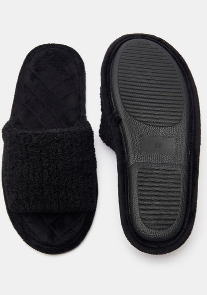 Textured Open Toe Bedroom Slide Slippers