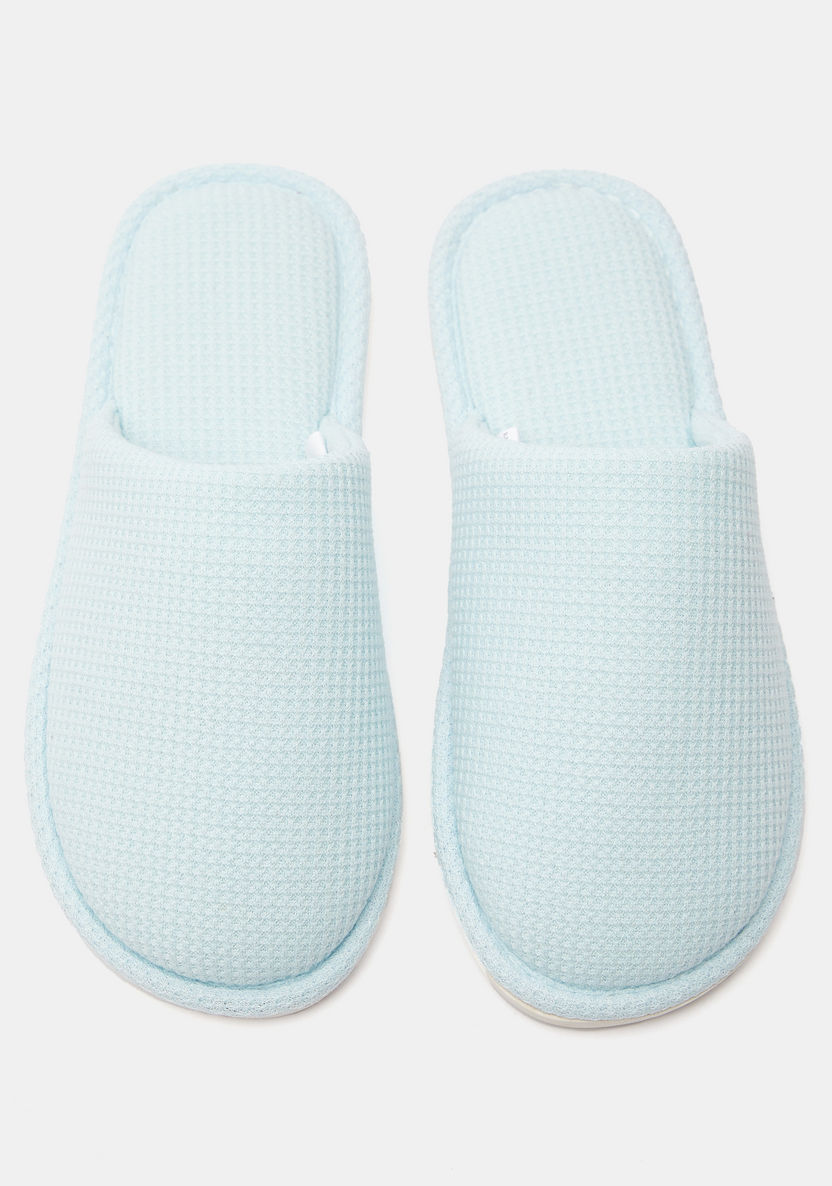 Textured Closed Toe Bedroom Slide Slippers-Women%27s Bedroom Slippers-image-3