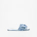 Cozy Printed Slip-On Slide Slippers with Bow Detail-Women%27s Bedroom Slippers-thumbnailMobile-0