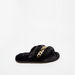 Cozy Faux Fur Bedroom Slippers with Metallic Chain Detail-Women%27s Bedroom Slippers-thumbnailMobile-0