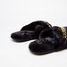 Cozy Faux Fur Bedroom Slippers with Metallic Chain Detail-Women%27s Bedroom Slippers-thumbnailMobile-2