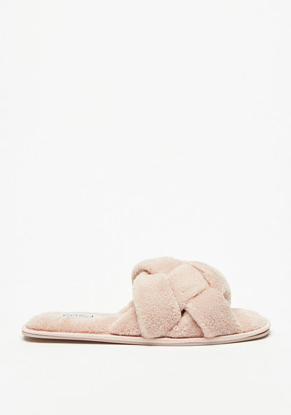 Cozy Plush Slip-On Slide Slippers with Knot Detail