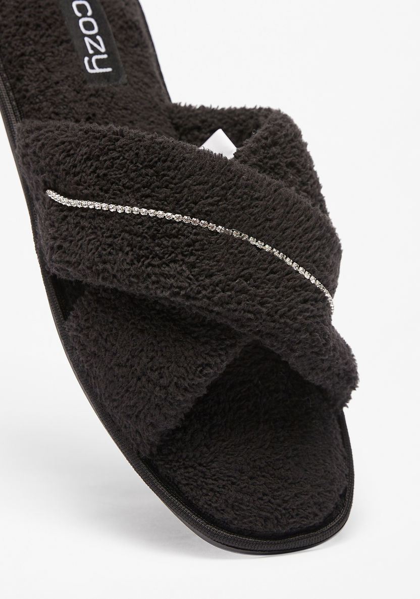 Cozy Embellished Slip-On Bedroom Slippers-Women%27s Bedroom Slippers-image-3