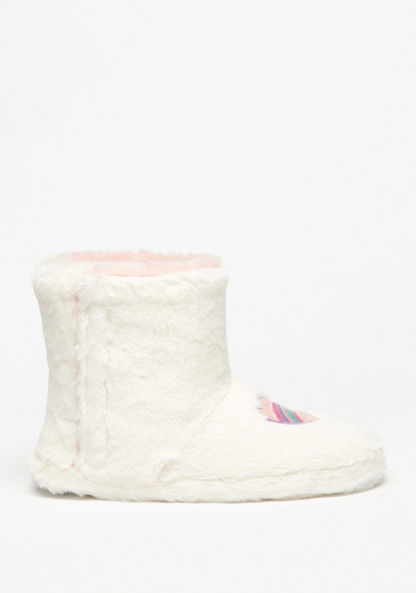 Embroidered Bedroom Boots with Hook and Loop Closure-Girl%27s Bedroom Slippers-image-0