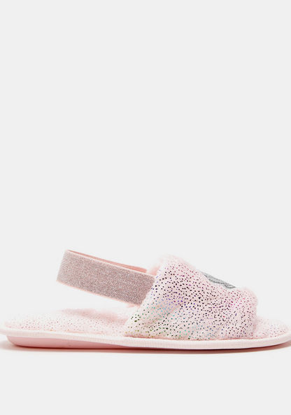 Sea Shell Embroidered Bedroom Slide Slippers with Elastic Closure-Girl%27s Bedroom Slippers-image-0