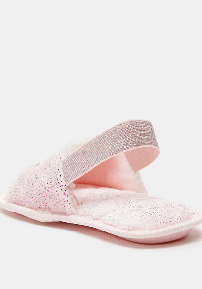 Sea Shell Embroidered Bedroom Slide Slippers with Elastic Closure-Girl%27s Bedroom Slippers-image-2