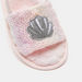 Sea Shell Embroidered Bedroom Slide Slippers with Elastic Closure-Girl%27s Bedroom Slippers-thumbnail-3