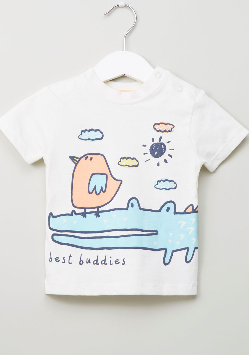 Juniors Crew Neck Printed T-shirts - Set of 3-T Shirts-image-4