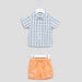 Juniors Chequered Short Sleeves Shirt with Printed Shorts-Clothes Sets-thumbnail-0