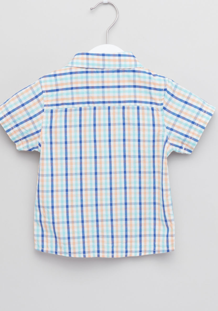 Juniors Chequered Short Sleeves Shirt with Printed Shorts-Clothes Sets-image-3