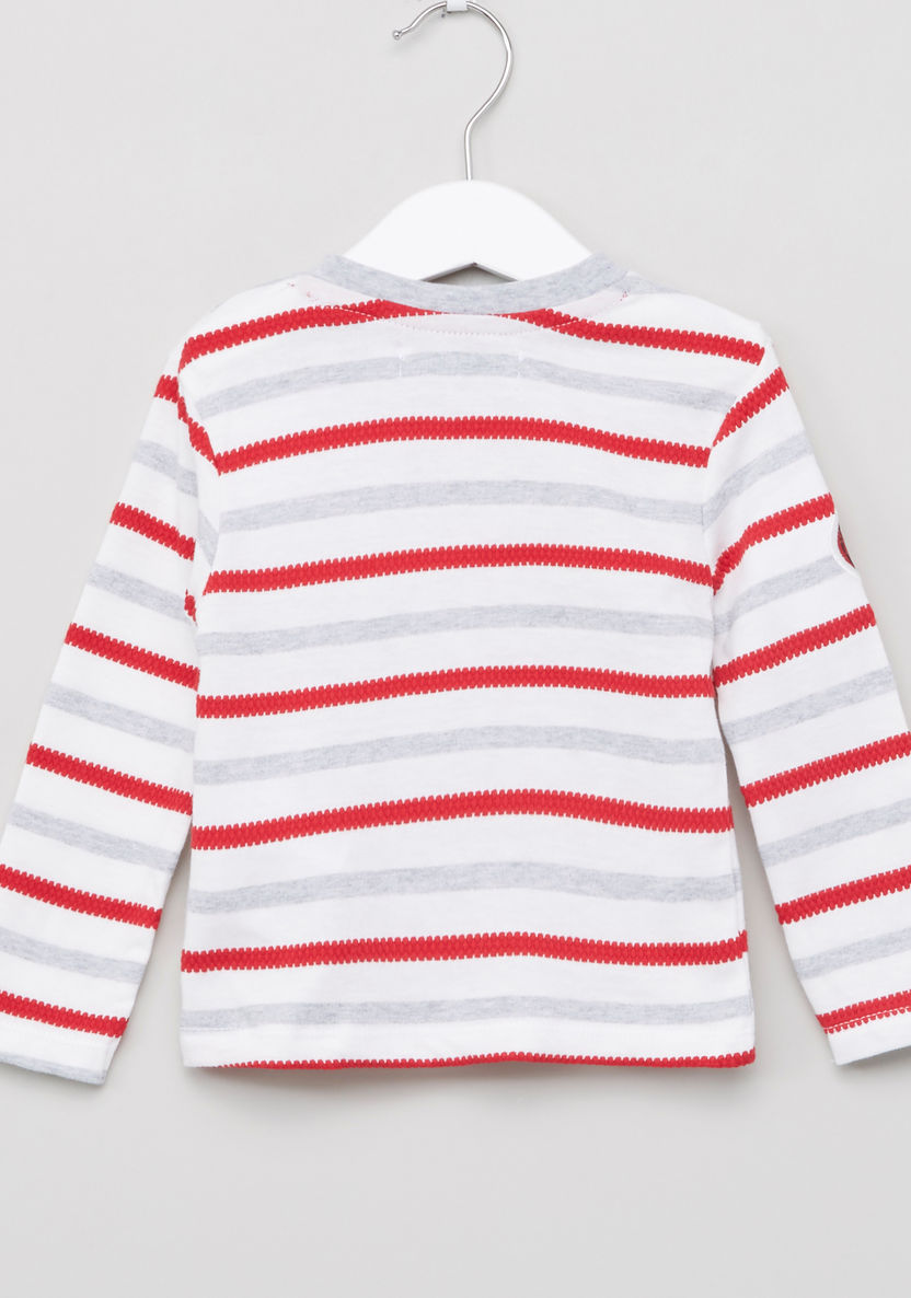 Juniors Striped Henley Neck Long Sleeves T-shirt-T Shirts-image-2