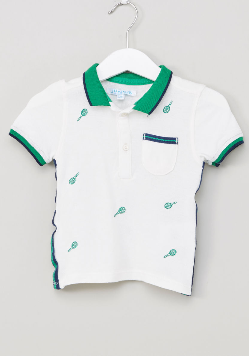Juniors Printed Polo Neck Short Sleeves T-shirt-T Shirts-image-0
