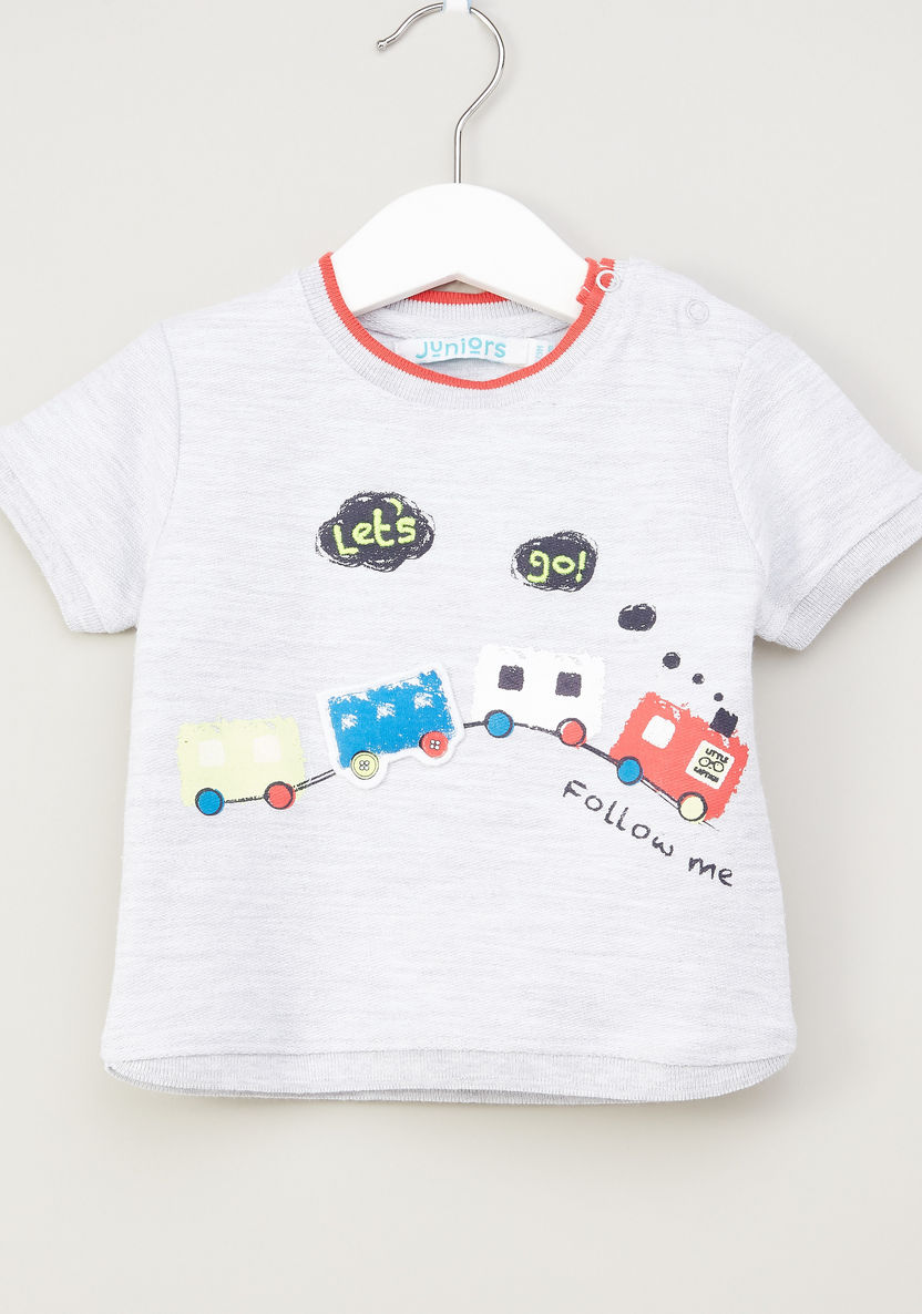 Juniors Graphic Printed T-shirt with Round Neck and Short Sleeves-T Shirts-image-0